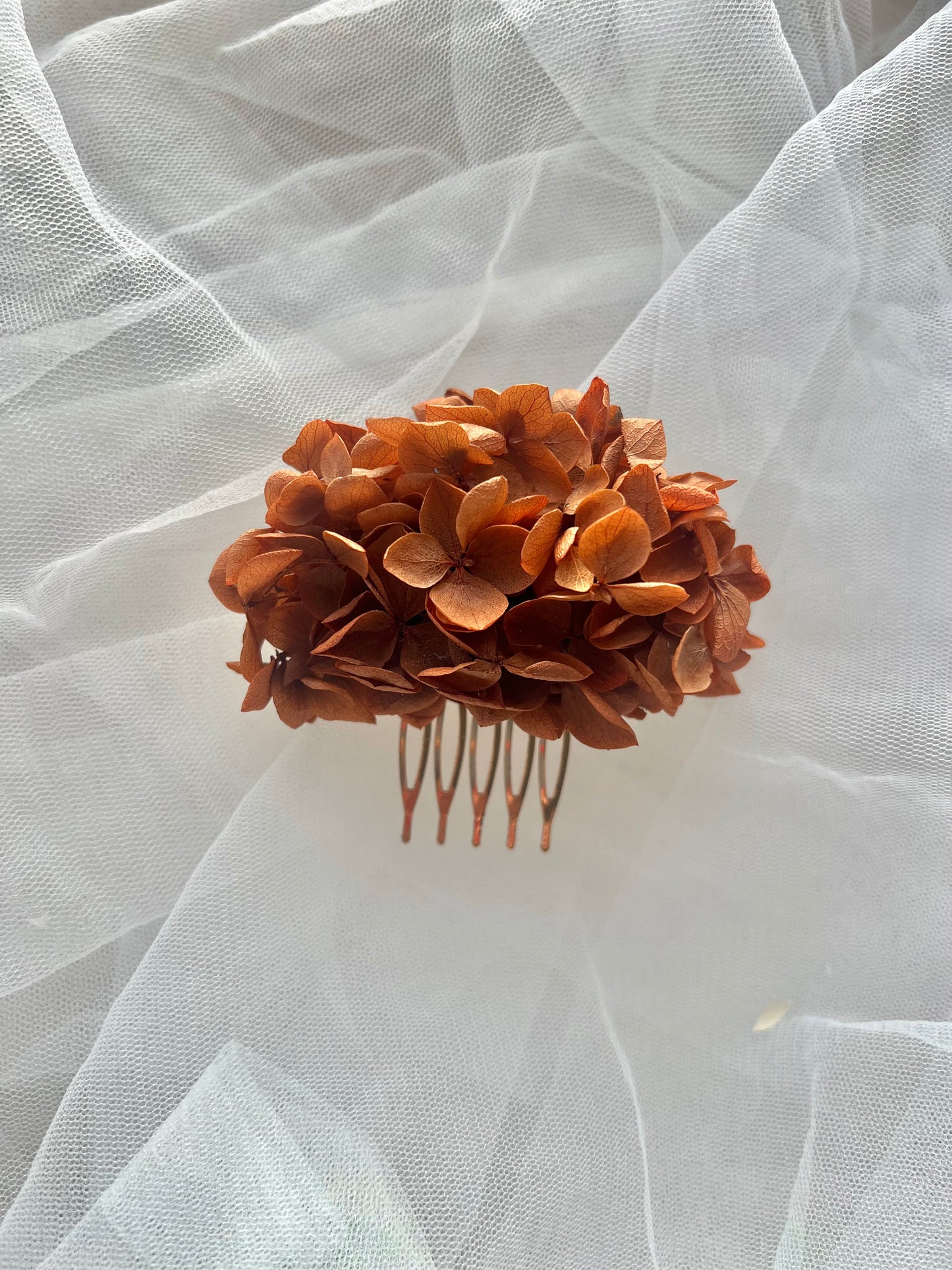 Burnt Orange / Terracotta Floral Hair Comb