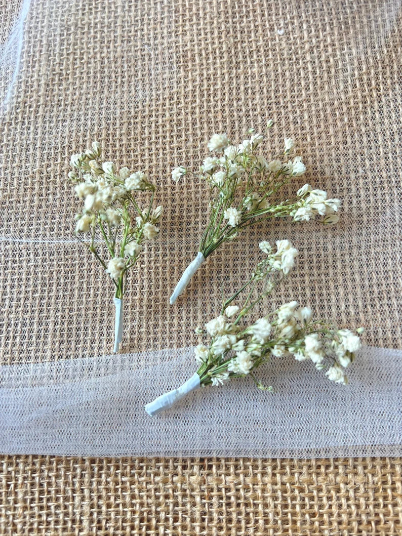 Dried Flower Hair Pins, Flower Girl Gypsophila Hair Pins Babys Breath Colorful Floral Hair Accessories Minimal Bridal Pins Floral Hair Piece