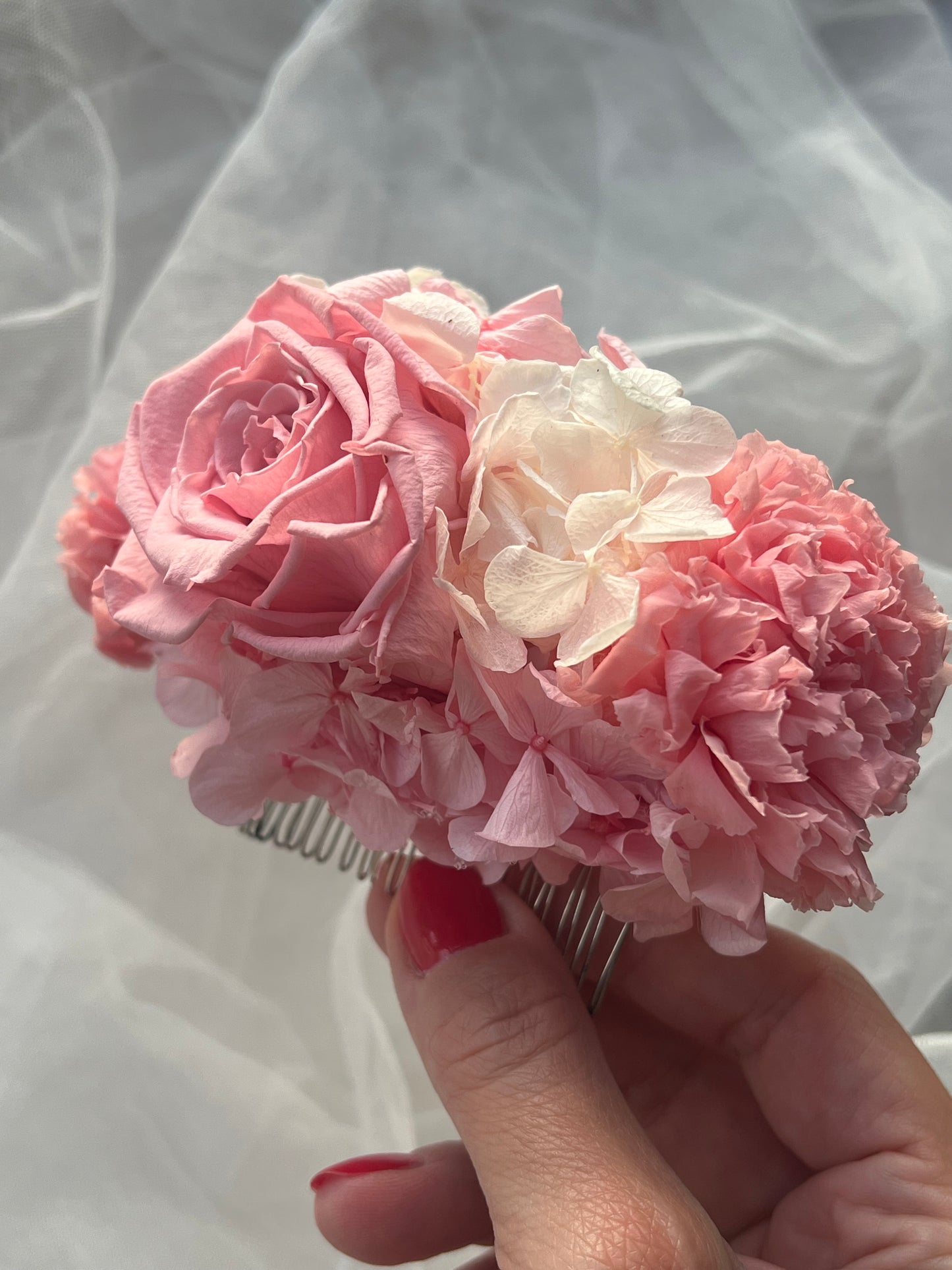 Hot Pink Rose Hair Comb