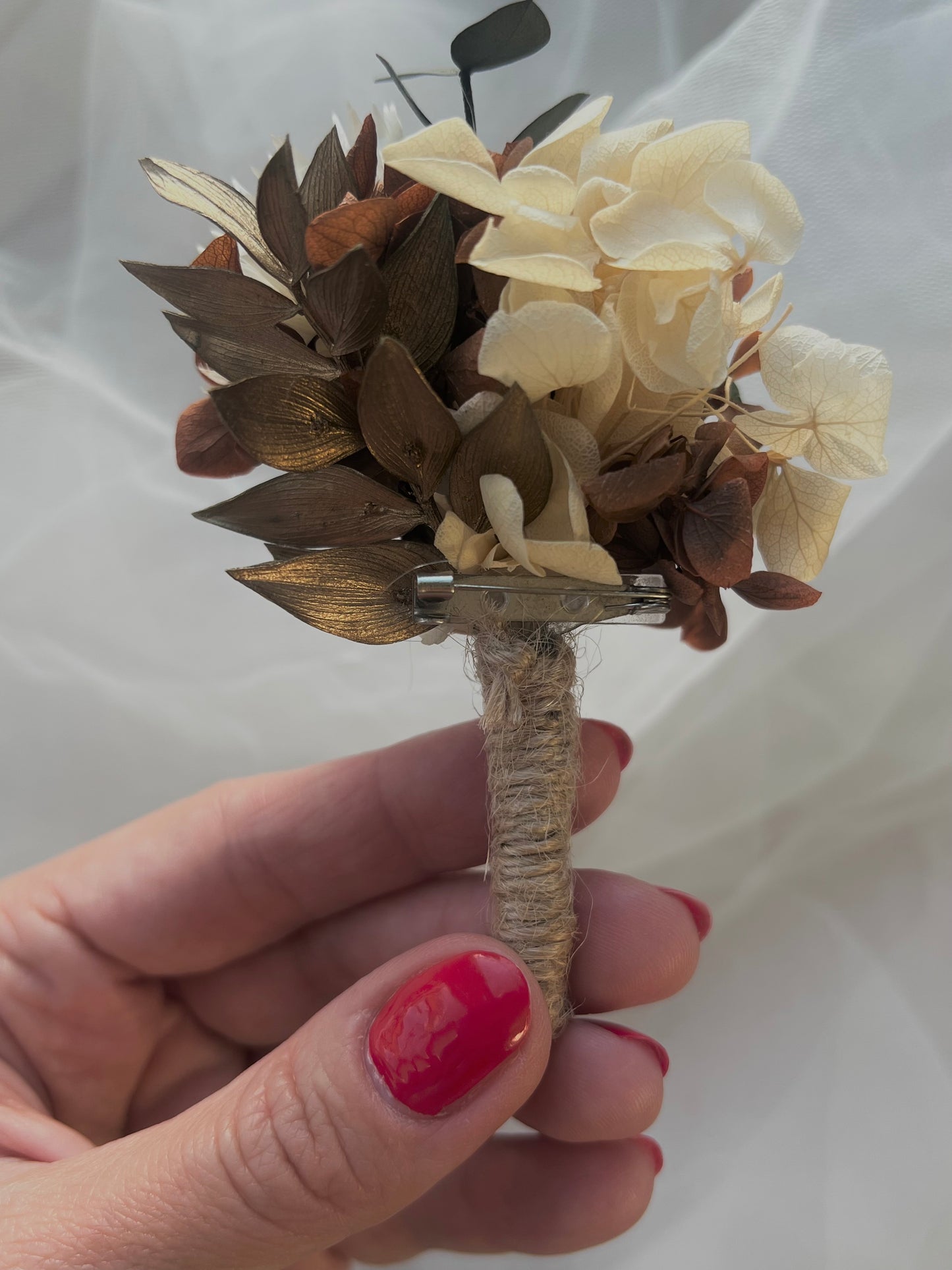 Orange and Ivory Autumnal Floral Corsage/ Buttonhole