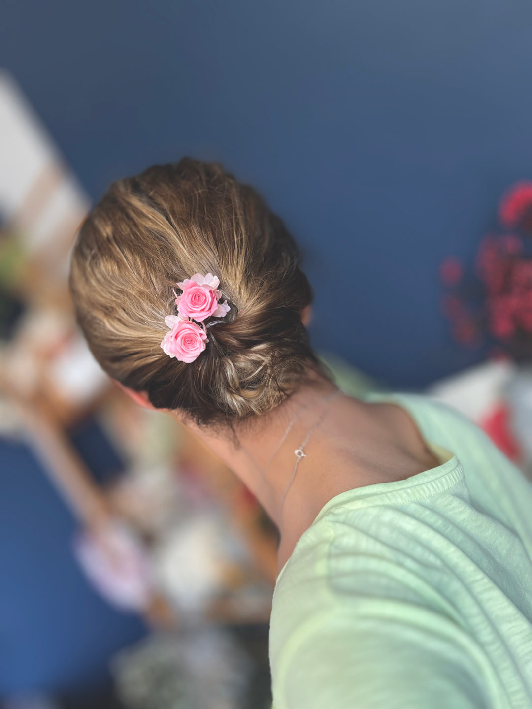 Bright Pink Floral Hair Pins, Mini Rose Hair Pin for Hair Bun, Dried Floral Hair Accessories, Pink Hydrangea Headpiece, Wedding Flower Hair Accessories