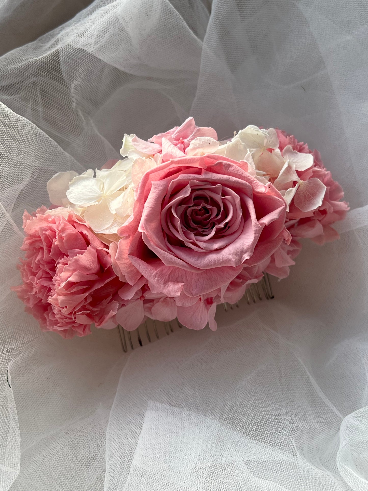 Hot Pink Rose Hair Comb