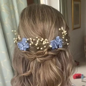 Dried Flower Hair Pins, Flower Girl Gypsophila Hair Pins Babys Breath Colorful Floral Hair Accessories Minimal Bridal Pins Floral Hair Piece