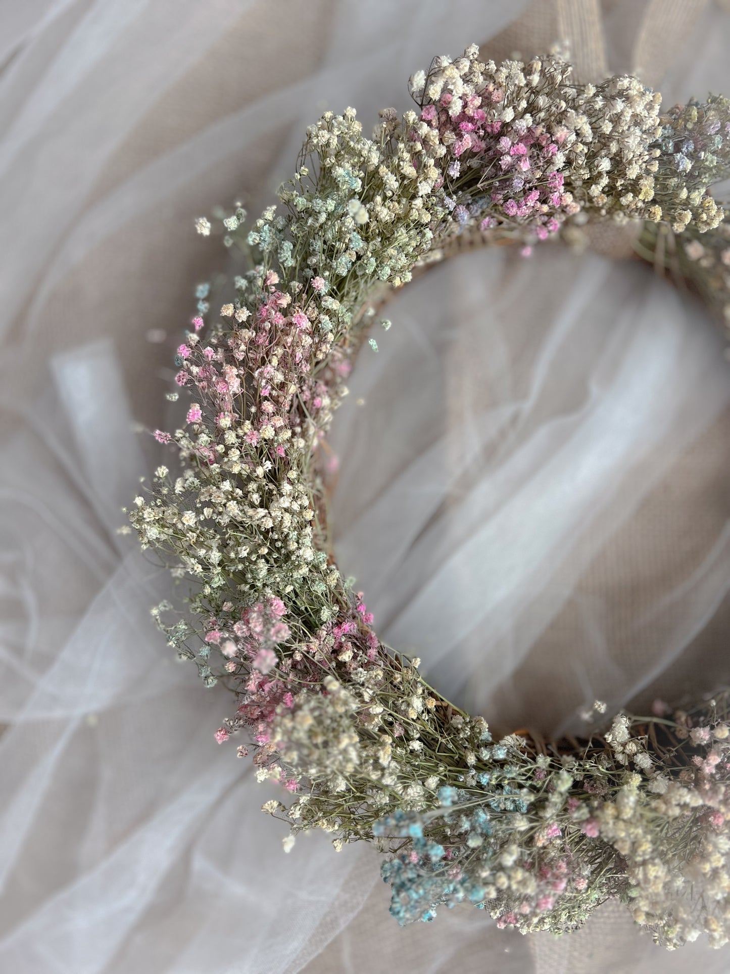 Pastel Babys Breath Wreath, Modern Door Wreath Spring, Gypsophila Pink Floral Wreath, Modern Dried Flower Baby Shower Wreath Pastel Easter