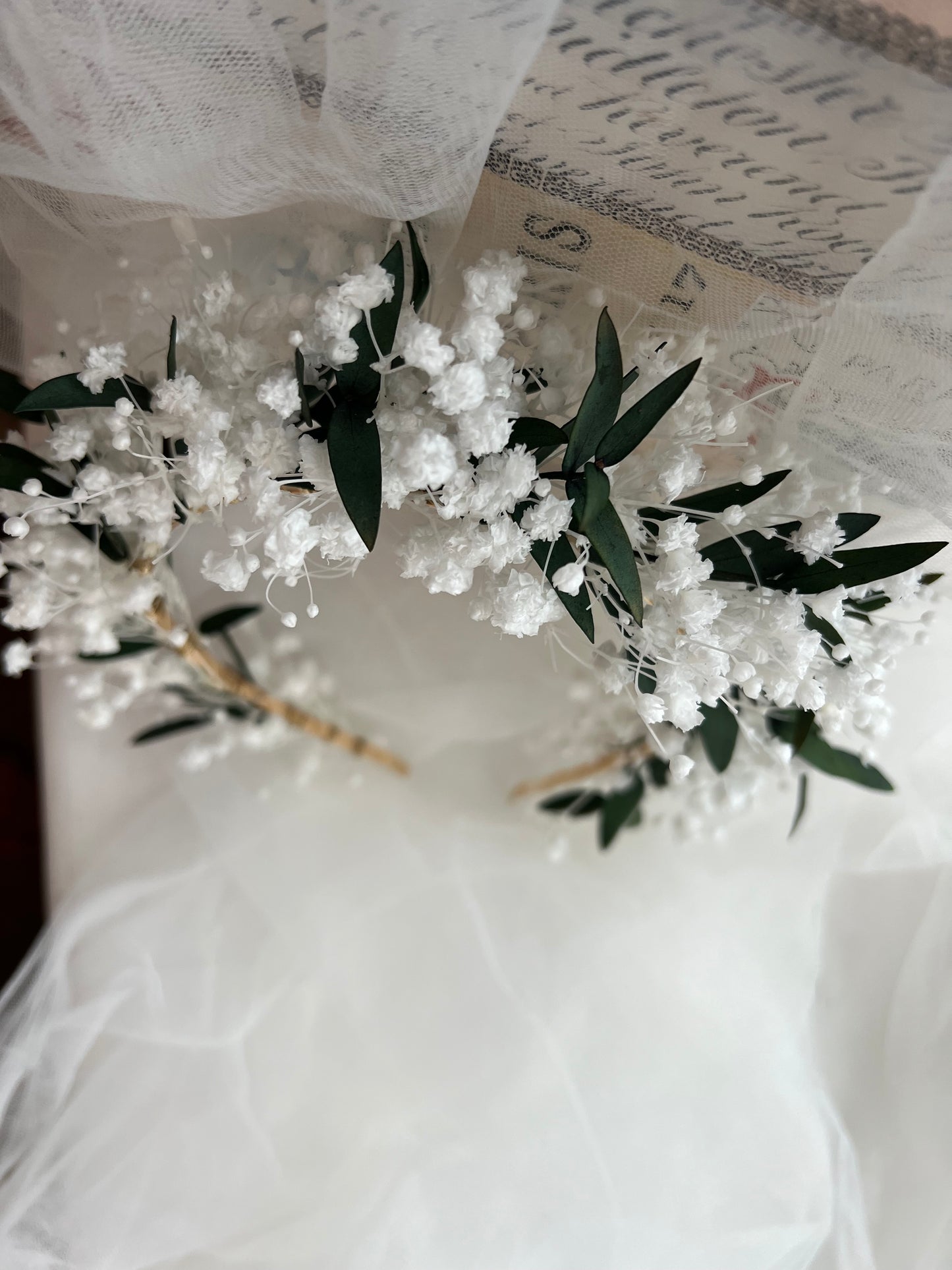 Preserved Baby’s Breath Flower Crown & Gypsophila Hair Pins Pure White Gypsophila Bridal Headpiece Dried Eucalyptus Wedding Hair Accessories