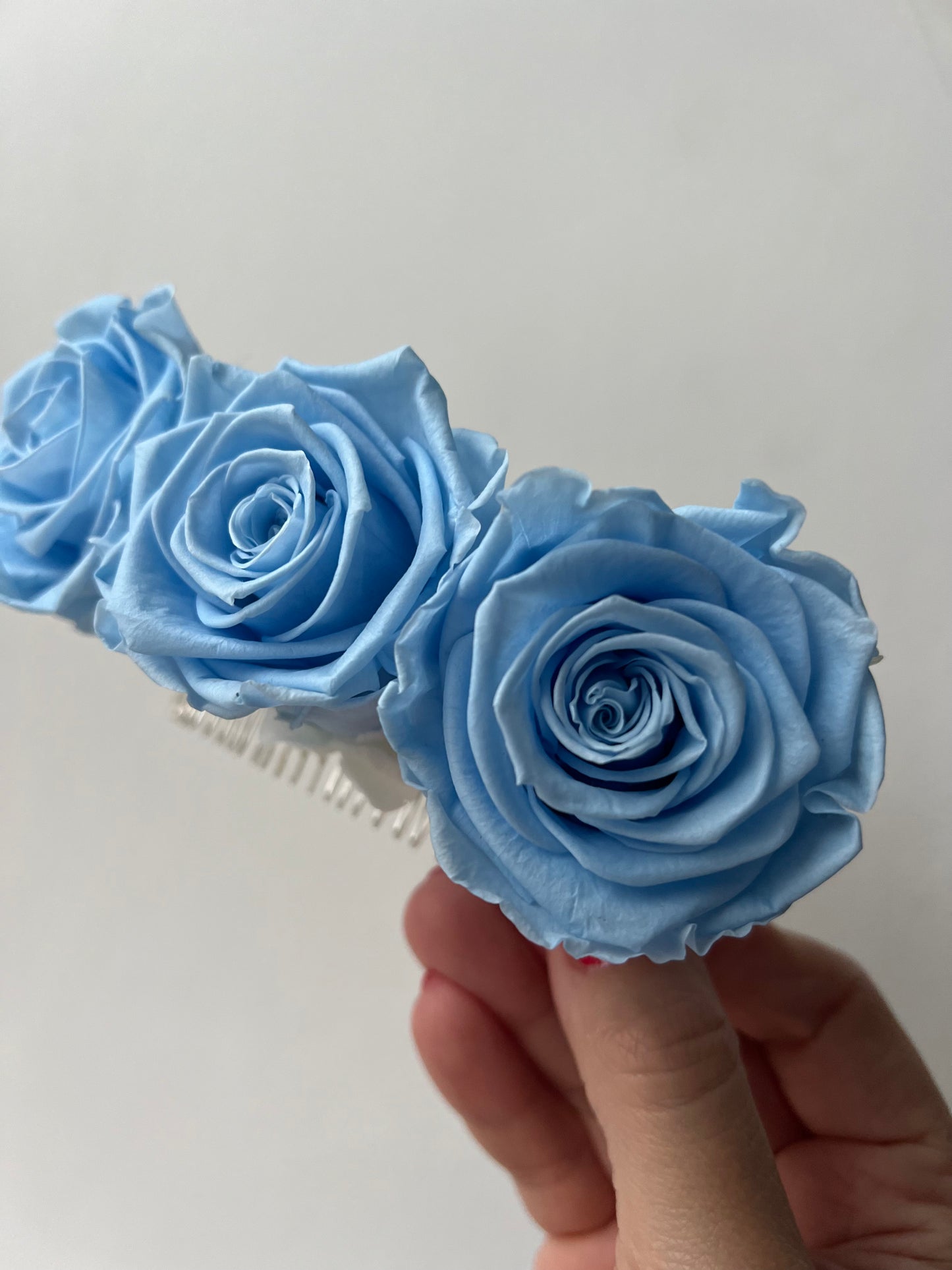 Light Blue Rose Hair Piece, Blue and White Wedding Floral Hair Comb, Dusky Blue Bridal Hair Accessories, Large Statement Rose Headpiece