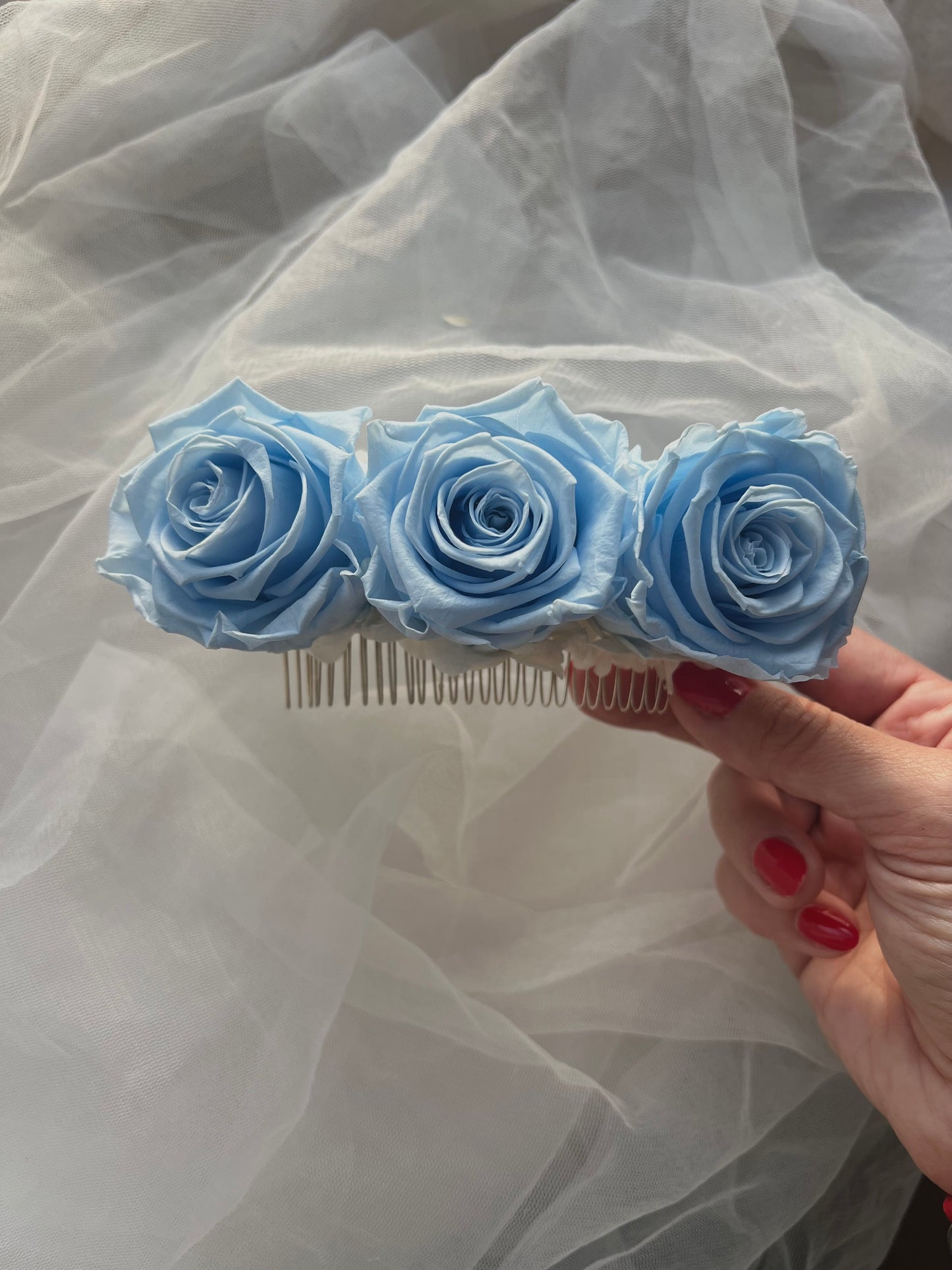 Blue Rose Hair Comb