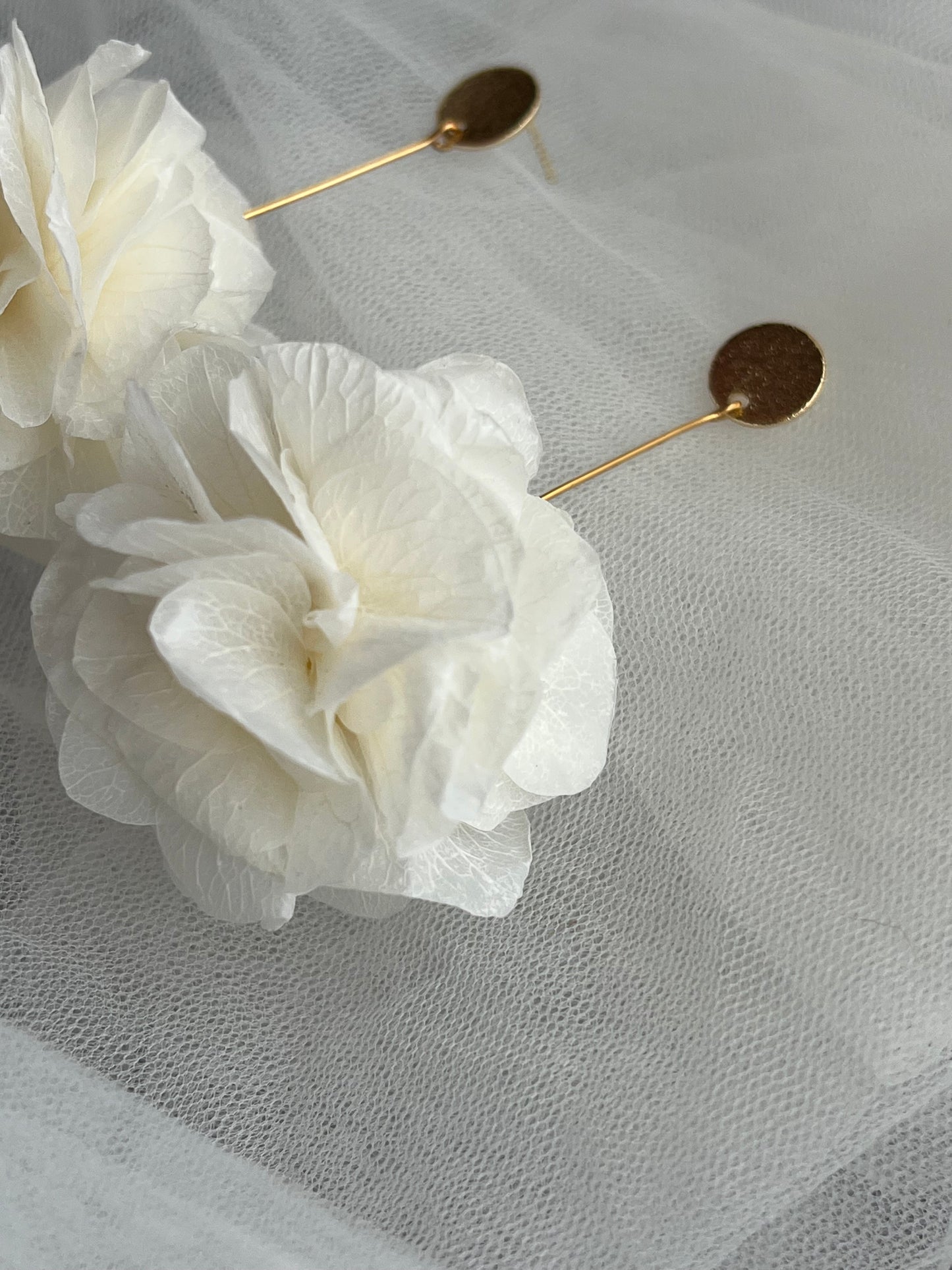 Ivory Floral earrings | Bridal Earrings Hydrangea Earrings | Gold Plated Jewellery