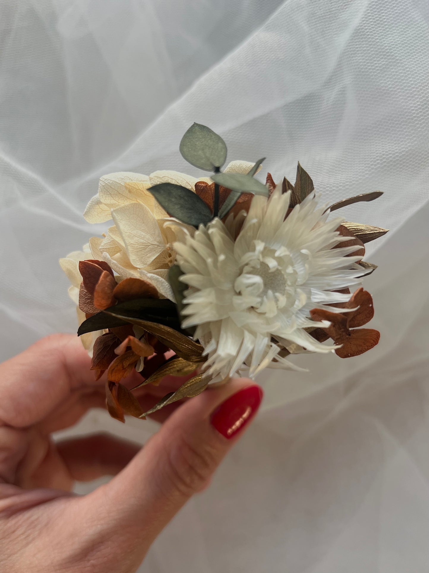 Orange and Ivory Autumnal Floral Corsage/ Buttonhole