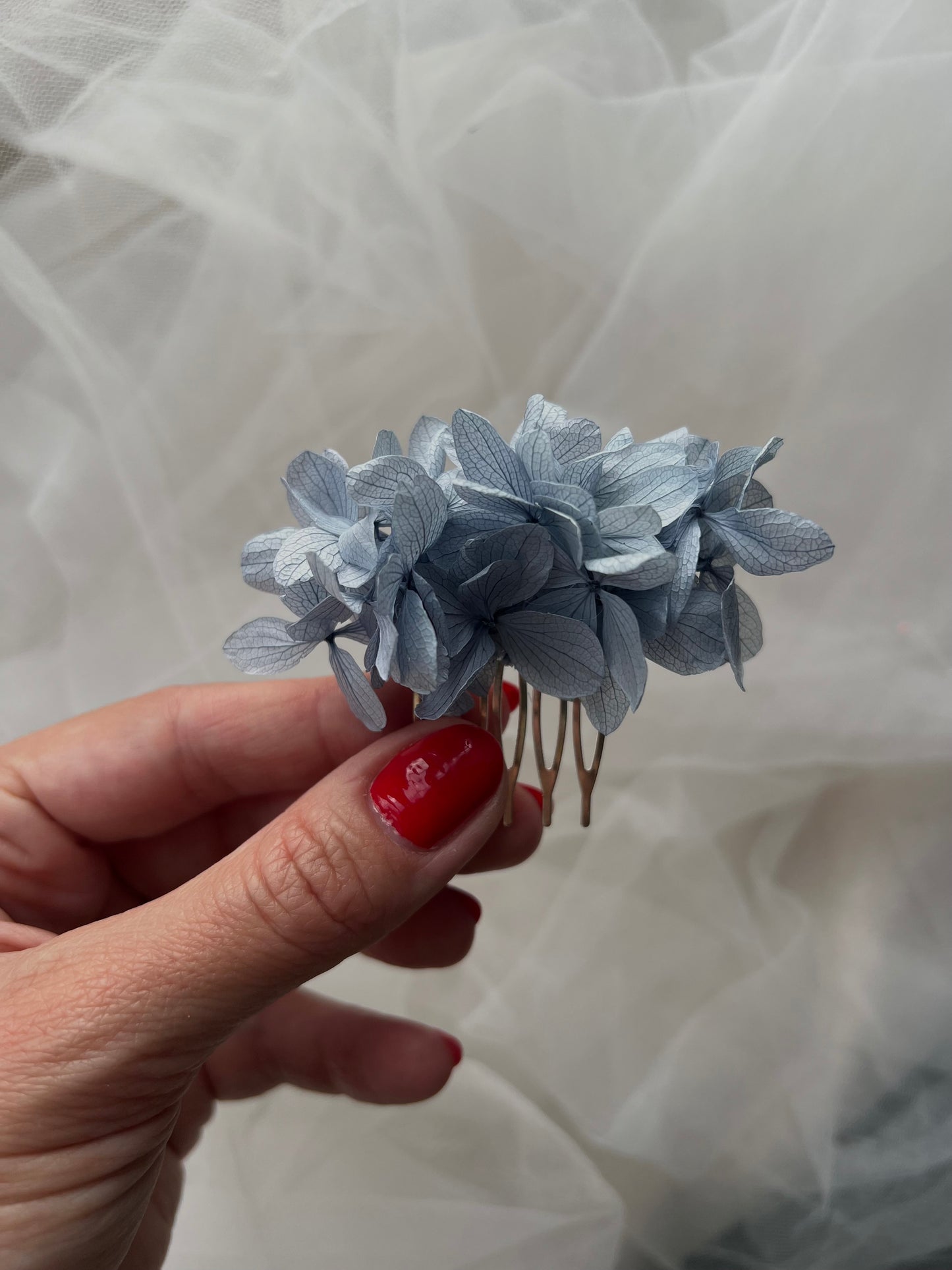 Dusty Blue Floral Mini Comb