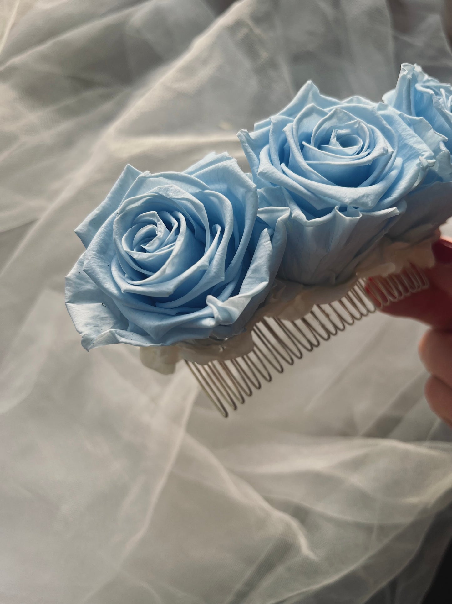 Blue Rose Hair Comb