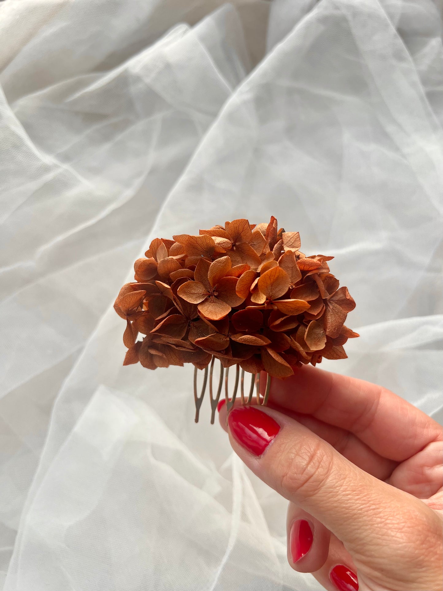 Burnt Orange / Terracotta Floral Hair Comb