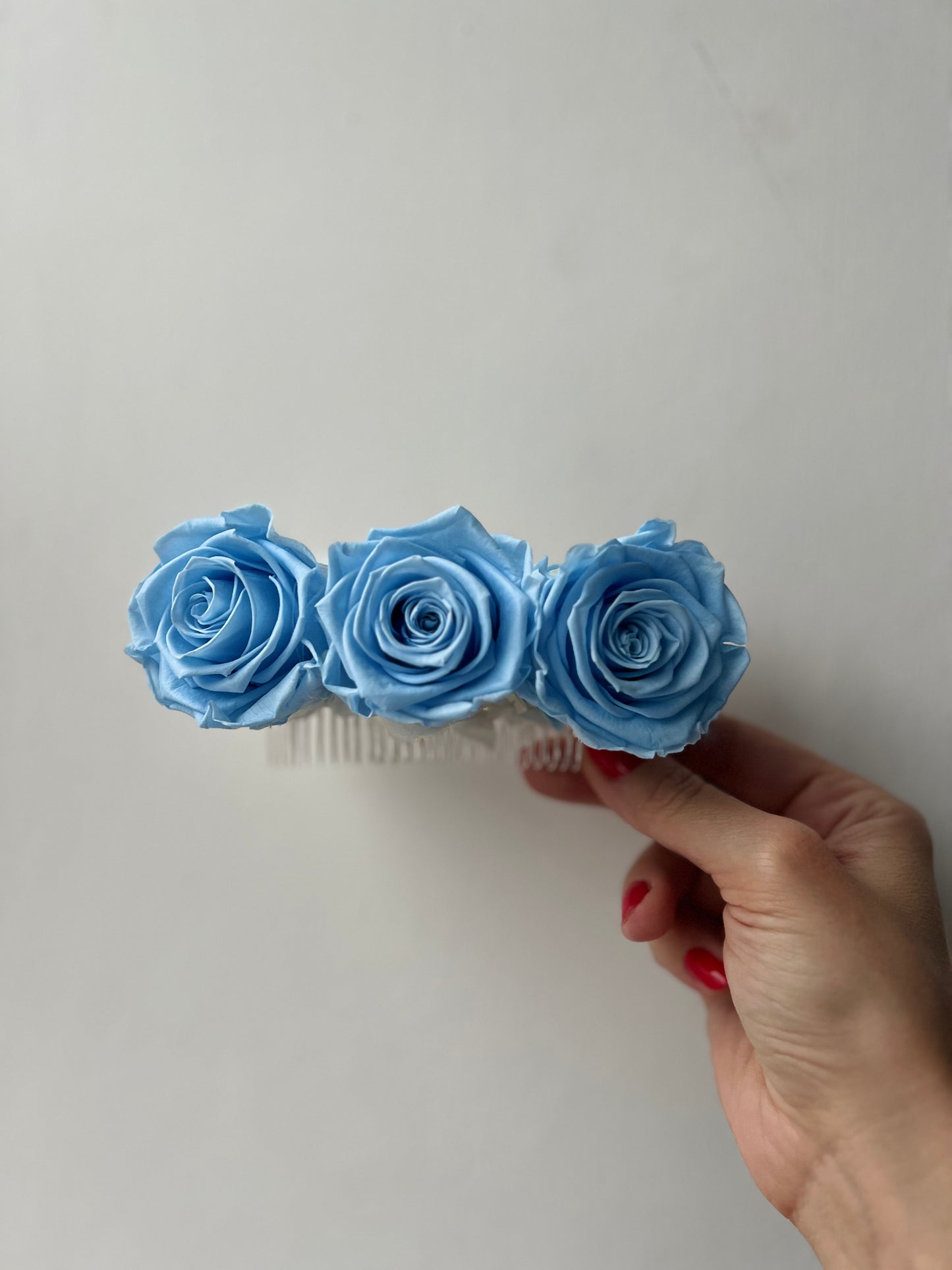 Light Blue Rose Hair Piece, Blue and White Wedding Floral Hair Comb, Dusky Blue Bridal Hair Accessories, Large Statement Rose Headpiece