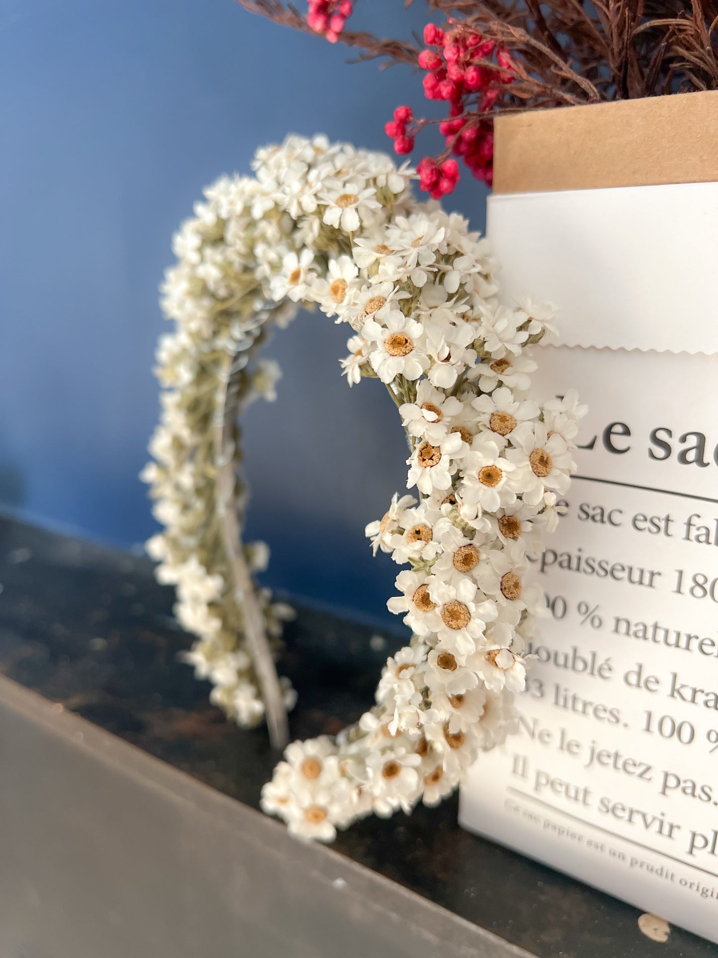 Dried Daisy Headband, White Daisy Floral Tiara, Dried Mini Daisy Flower Crown, Dried Flower Crown
