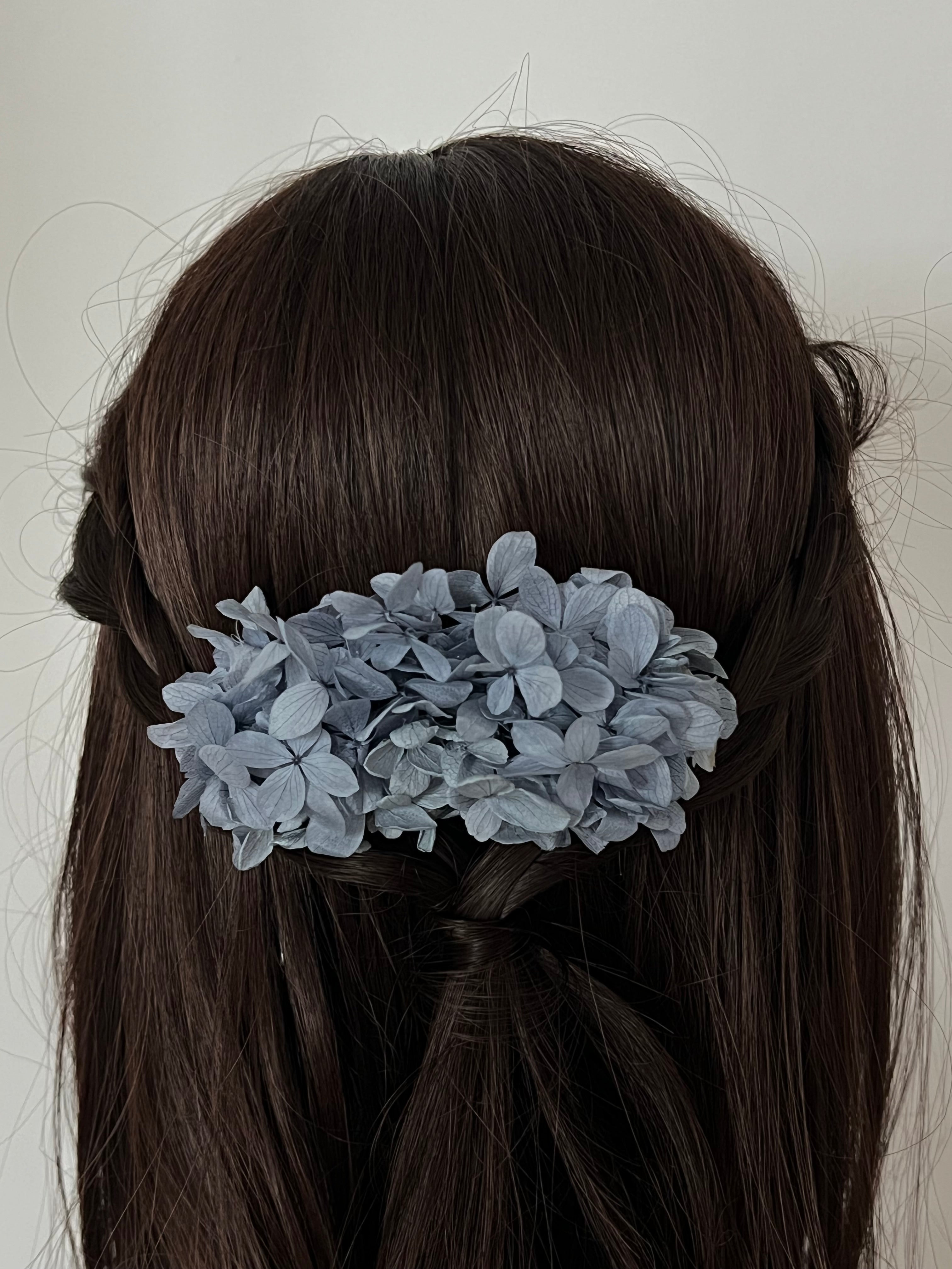 Silver and Blue Floral Hair Combs for Special Occasions Pale Dusty Blue Dried Flower Comb, Prom Wedding Hair  main image 3