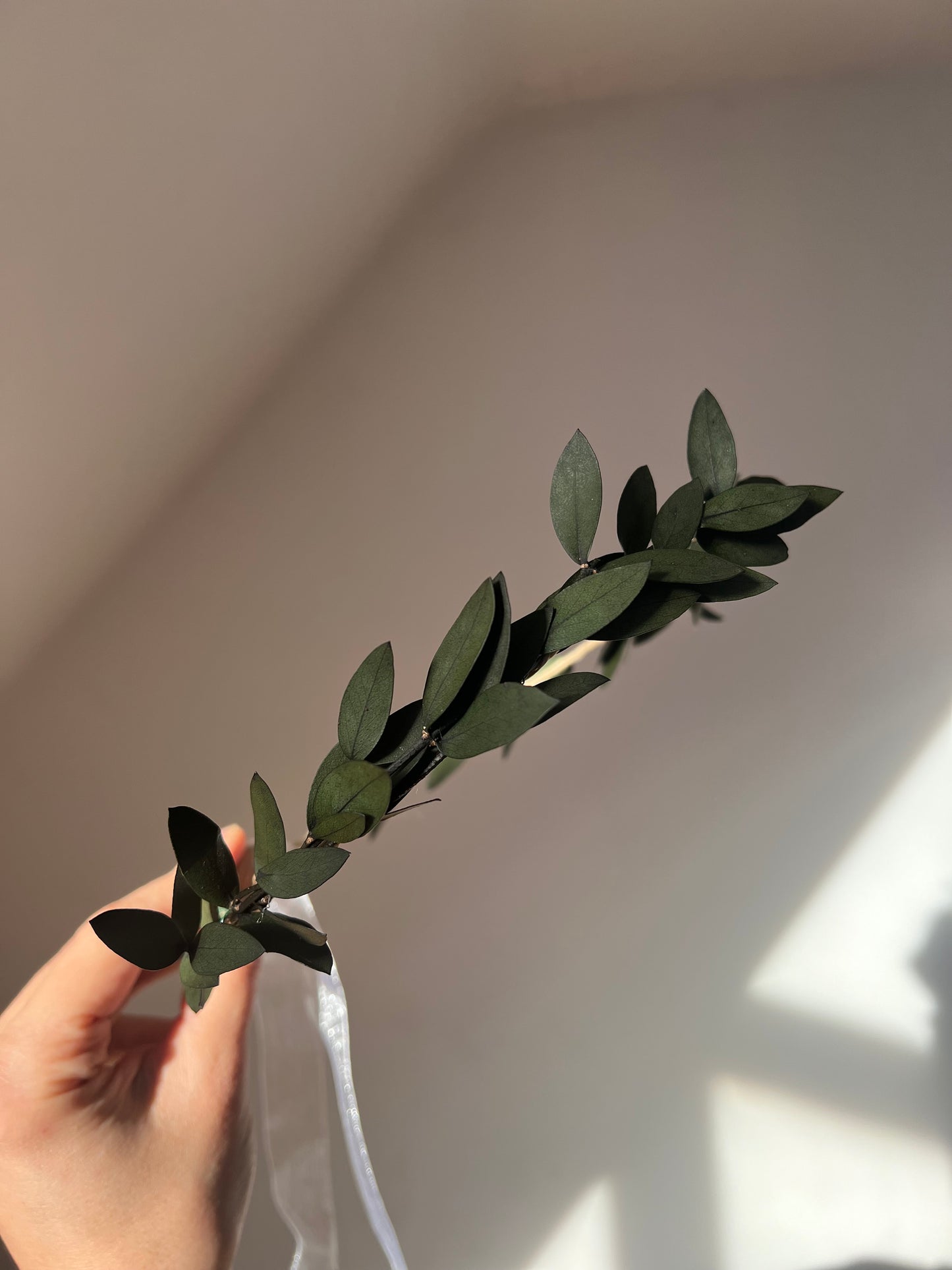 Greenery Eucalyptus Halo Crown for Brides and Flower Girl Headband Everlasting Green Olive Leaves, Wedding Headpiece Minimalist Headband