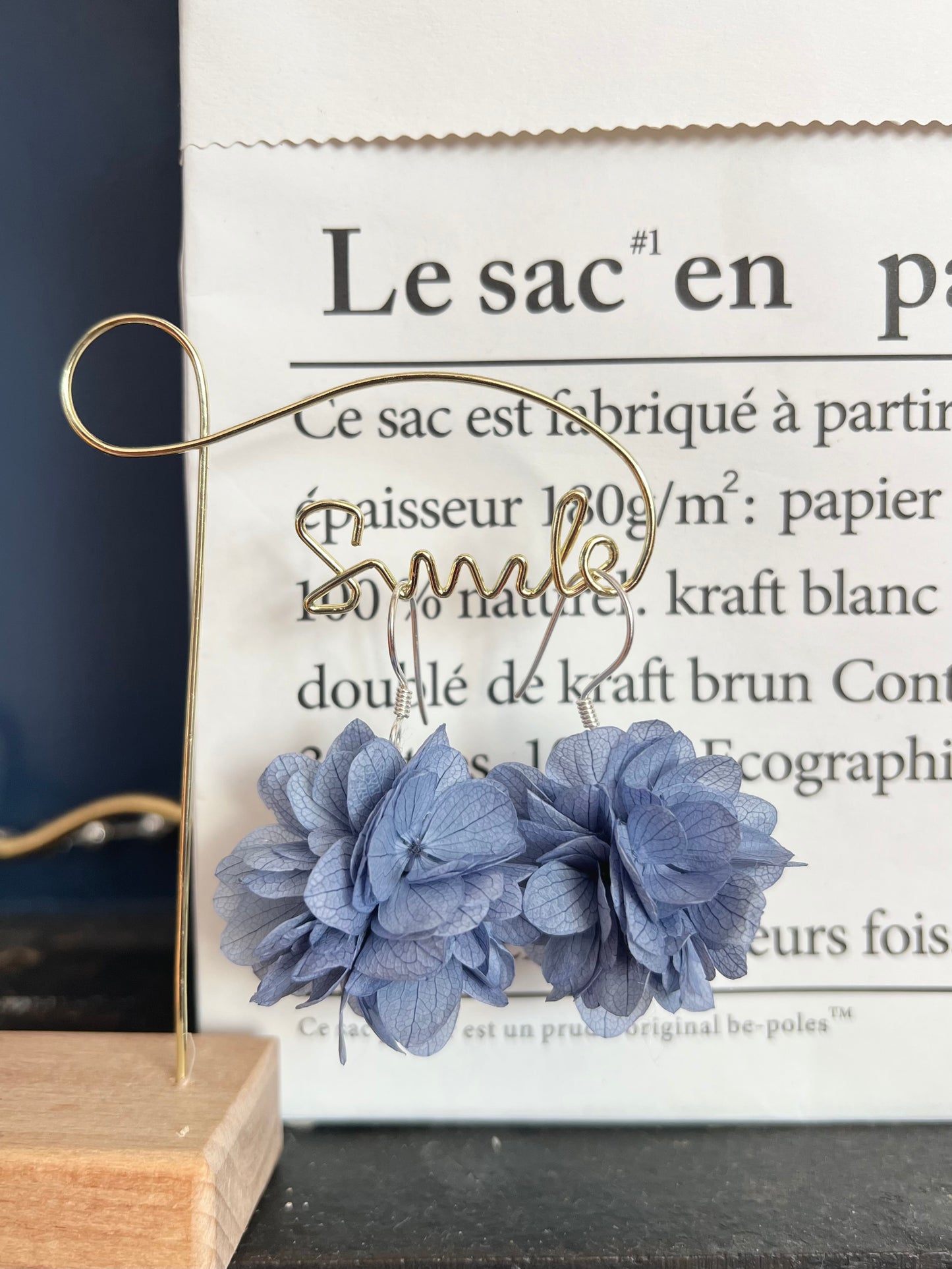 Bridal Earrings, Dusty Blue Hydrangea Earrings for Brides, Blue Floral Earrings, Blue Flower Earrings, Dried Flower Earrings, Something Blue