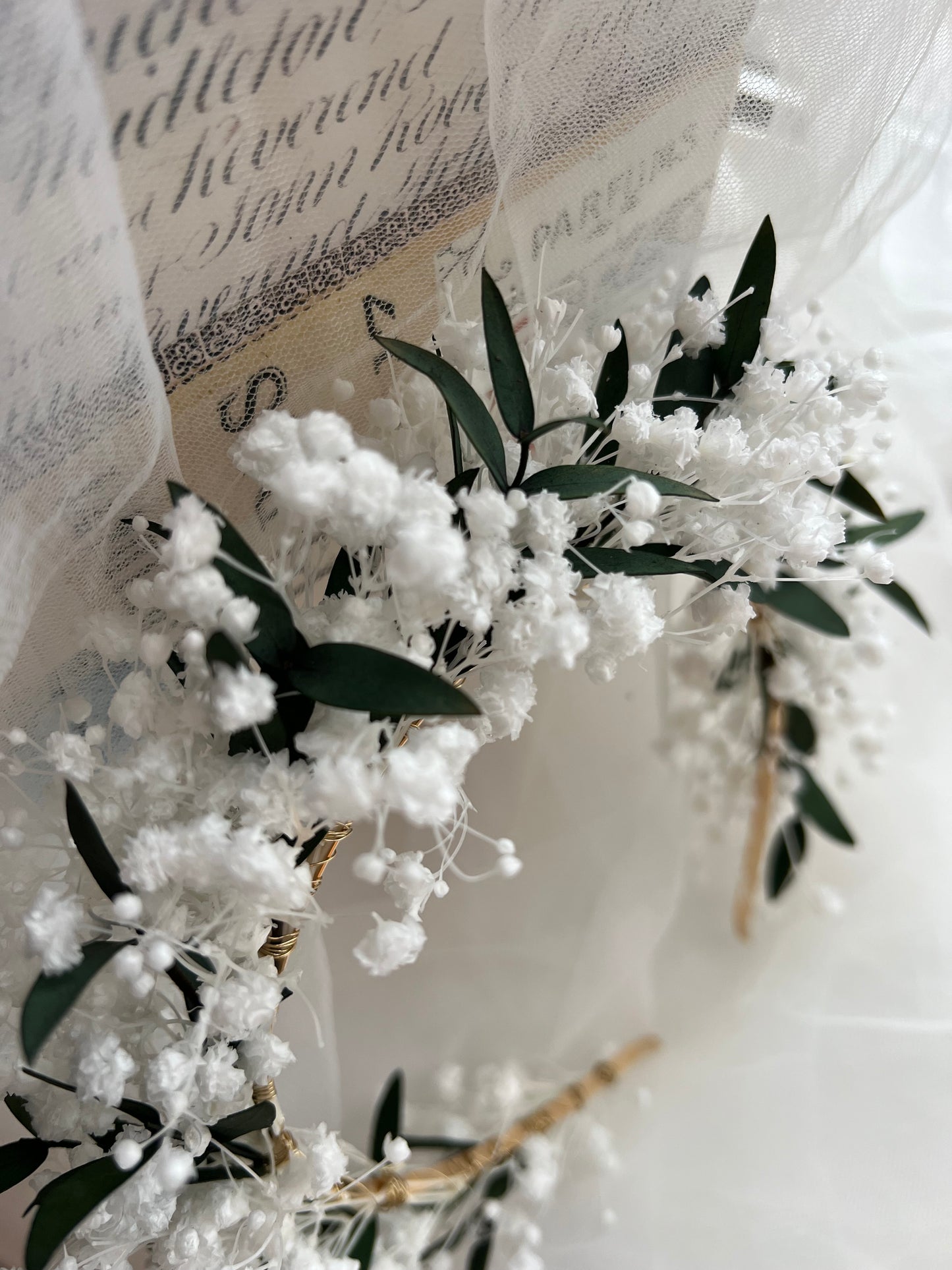 Preserved Baby’s Breath Flower Crown & Gypsophila Hair Pins Pure White Gypsophila Bridal Headpiece Dried Eucalyptus Wedding Hair Accessories