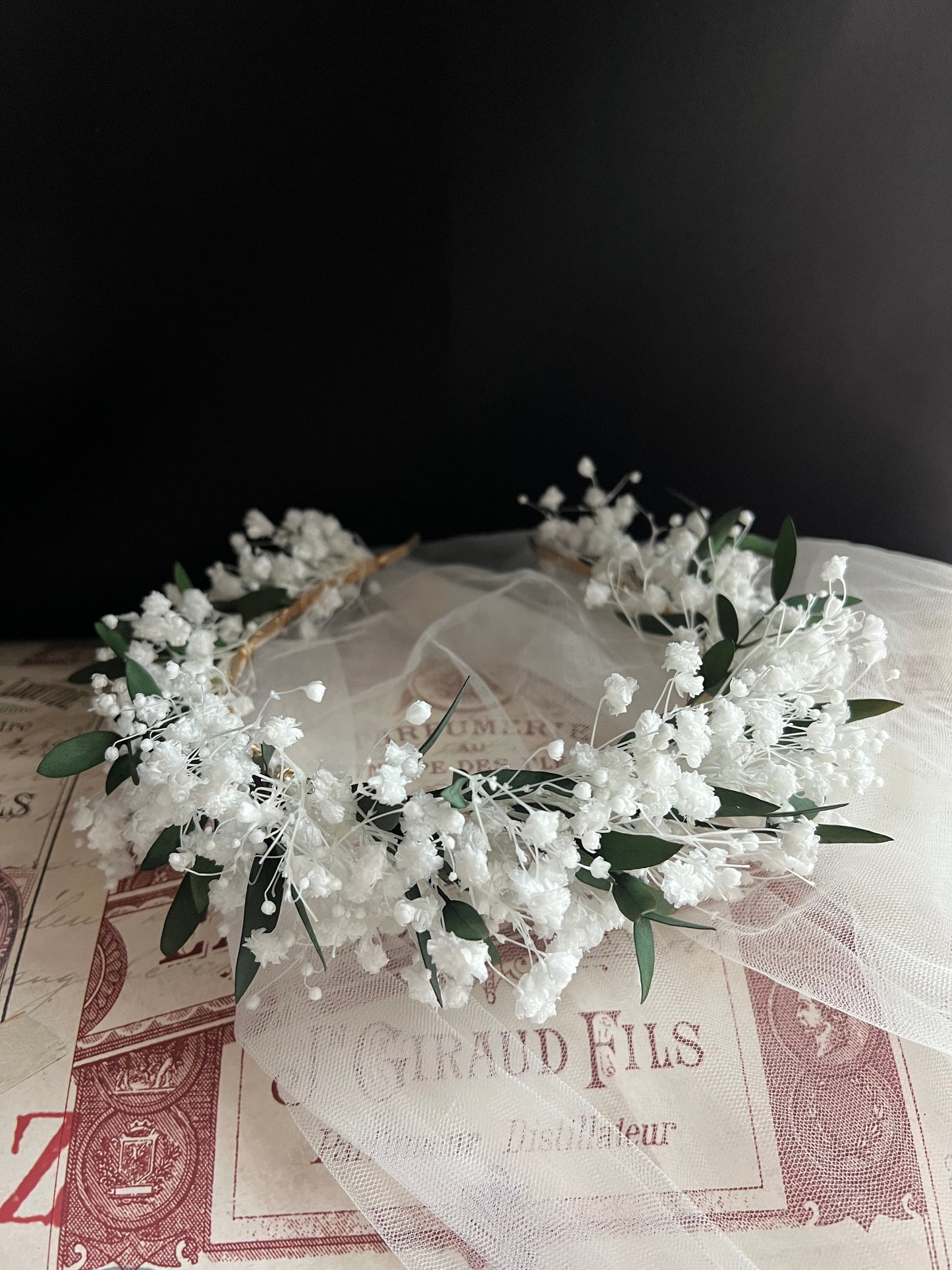 Preserved Baby’s Breath Flower Crown & Gypsophila Hair Pins Pure White Gypsophila Bridal Headpiece Dried Eucalyptus Wedding Hair Accessories