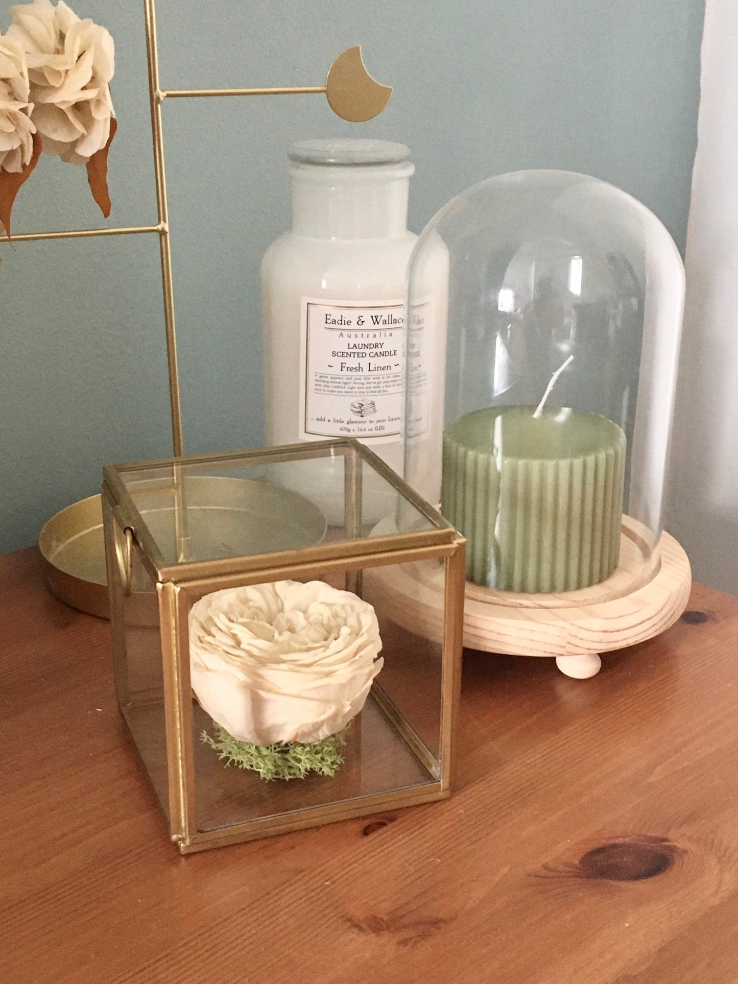 Preserved Real Rose Box, Mothers Day Eternal Flower in Glass Box, Dried Flower Arrangement, Bohemian House Decoration UK