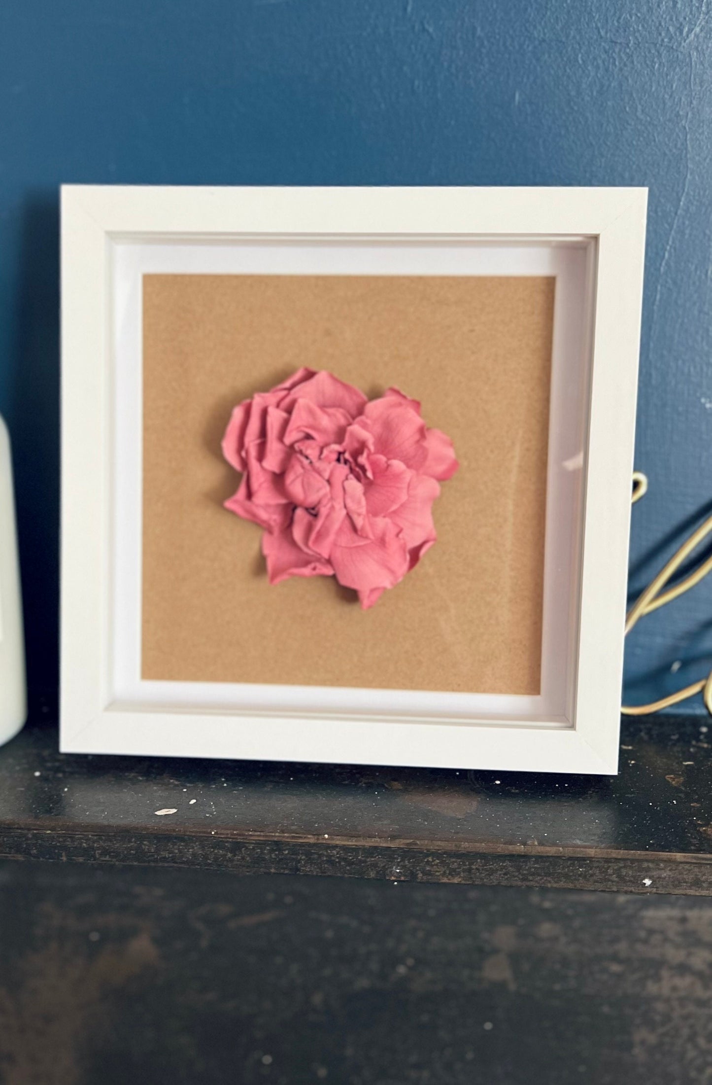 New Home Gift, Pink Flower Wall Art, Floral Wall Decor Frame, White Pink Minimal House Decoration, Dried Flower Housewarming Christmas Gift
