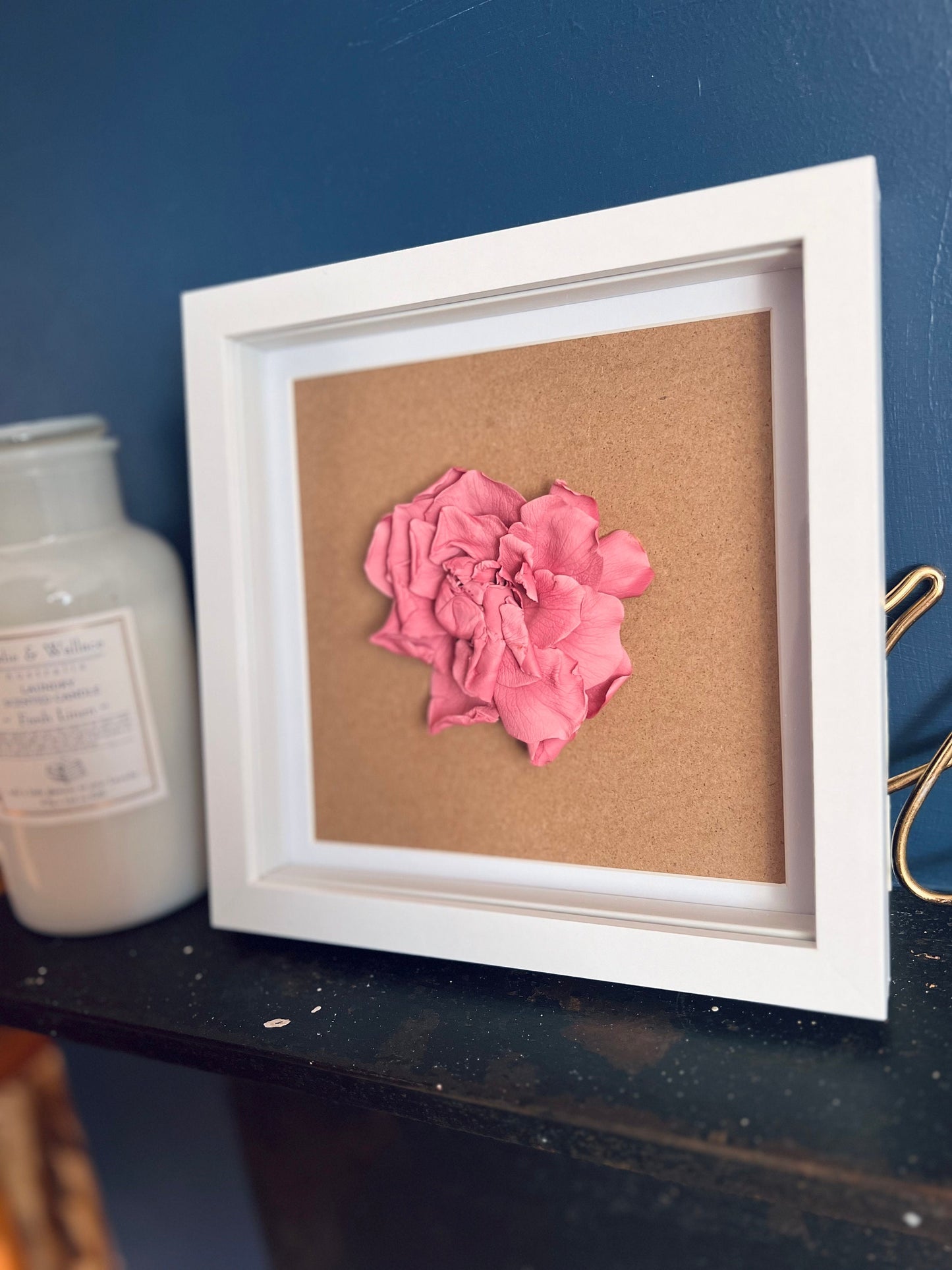 New Home Gift, Pink Flower Wall Art, Floral Wall Decor Frame, White Pink Minimal House Decoration, Dried Flower Housewarming Christmas Gift