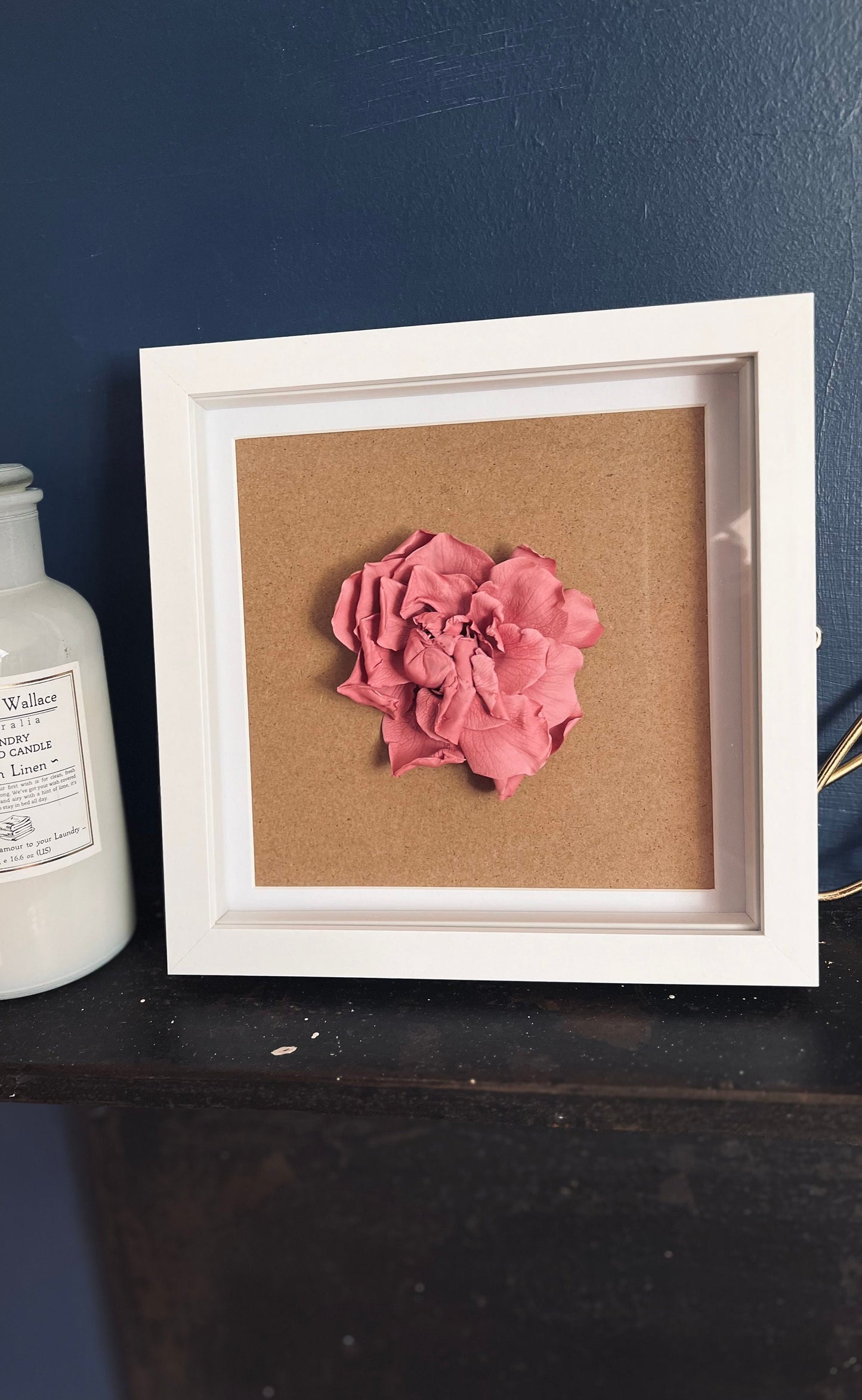New Home Gift, Pink Flower Wall Art, Floral Wall Decor Frame, White Pink Minimal House Decoration, Dried Flower Housewarming Christmas Gift