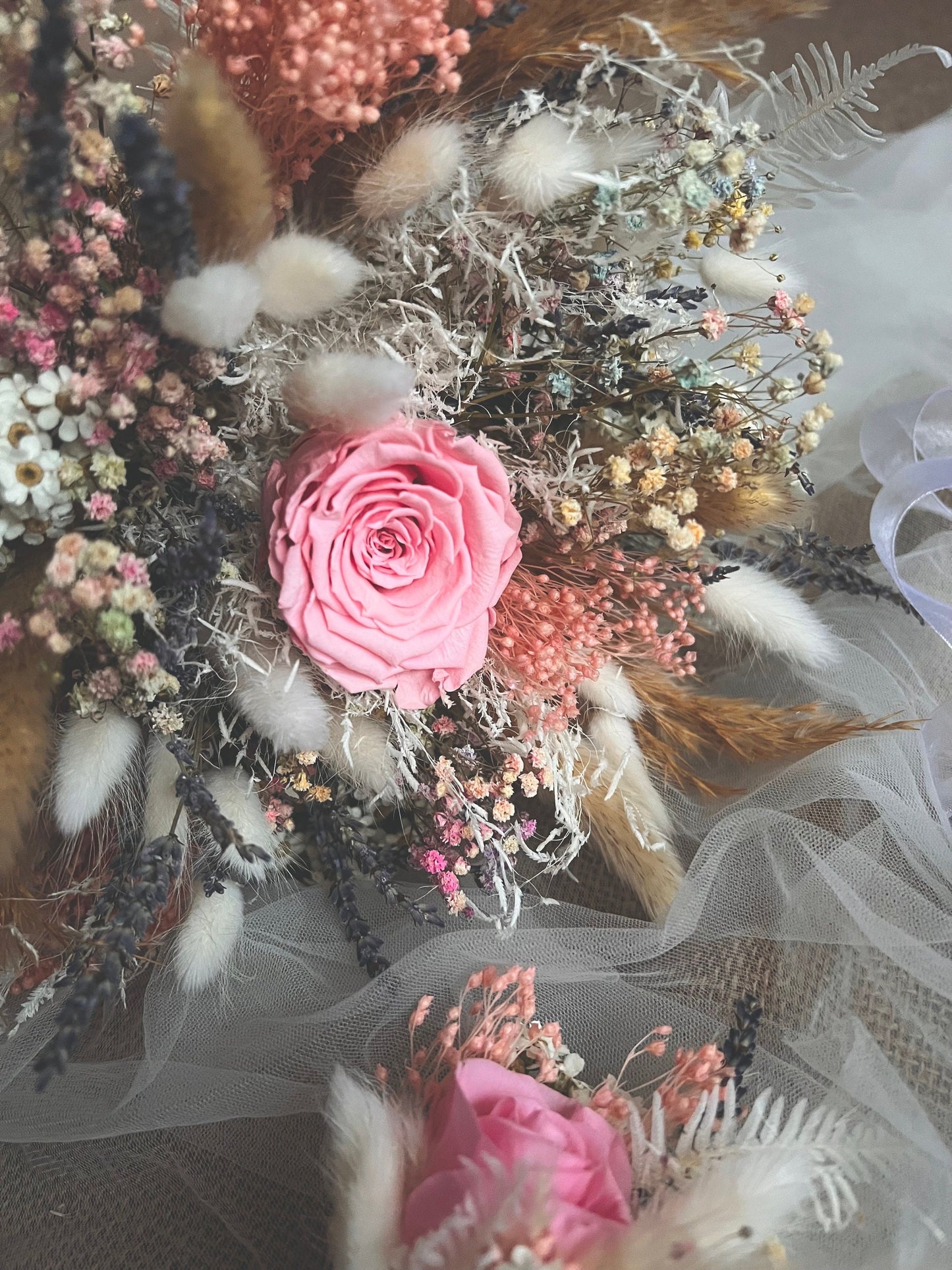 Colourful Bridal Bouquet, Pastel Dried Flower Bouquet, Boho Floral Accessories for Brides