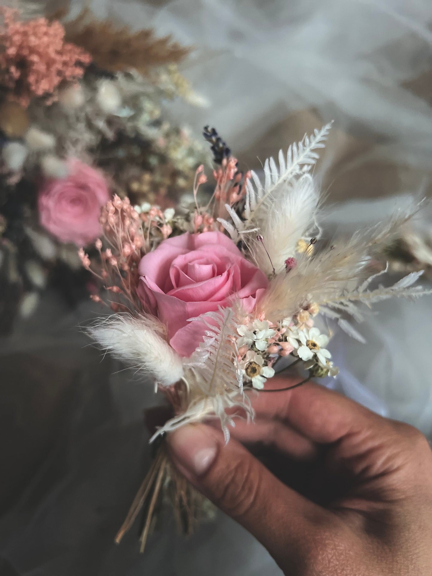Colourful Bridal Bouquet, Pastel Dried Flower Bouquet, Boho Floral Accessories for Brides