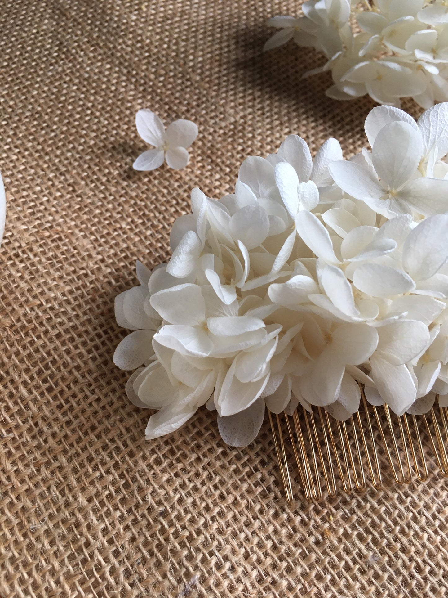Boho Bridal Off White Ivory Dried Real Flower Hair Piece, Summer Wedding Romantic Bride Dry Flower Hair Comb, Floral Headpiece