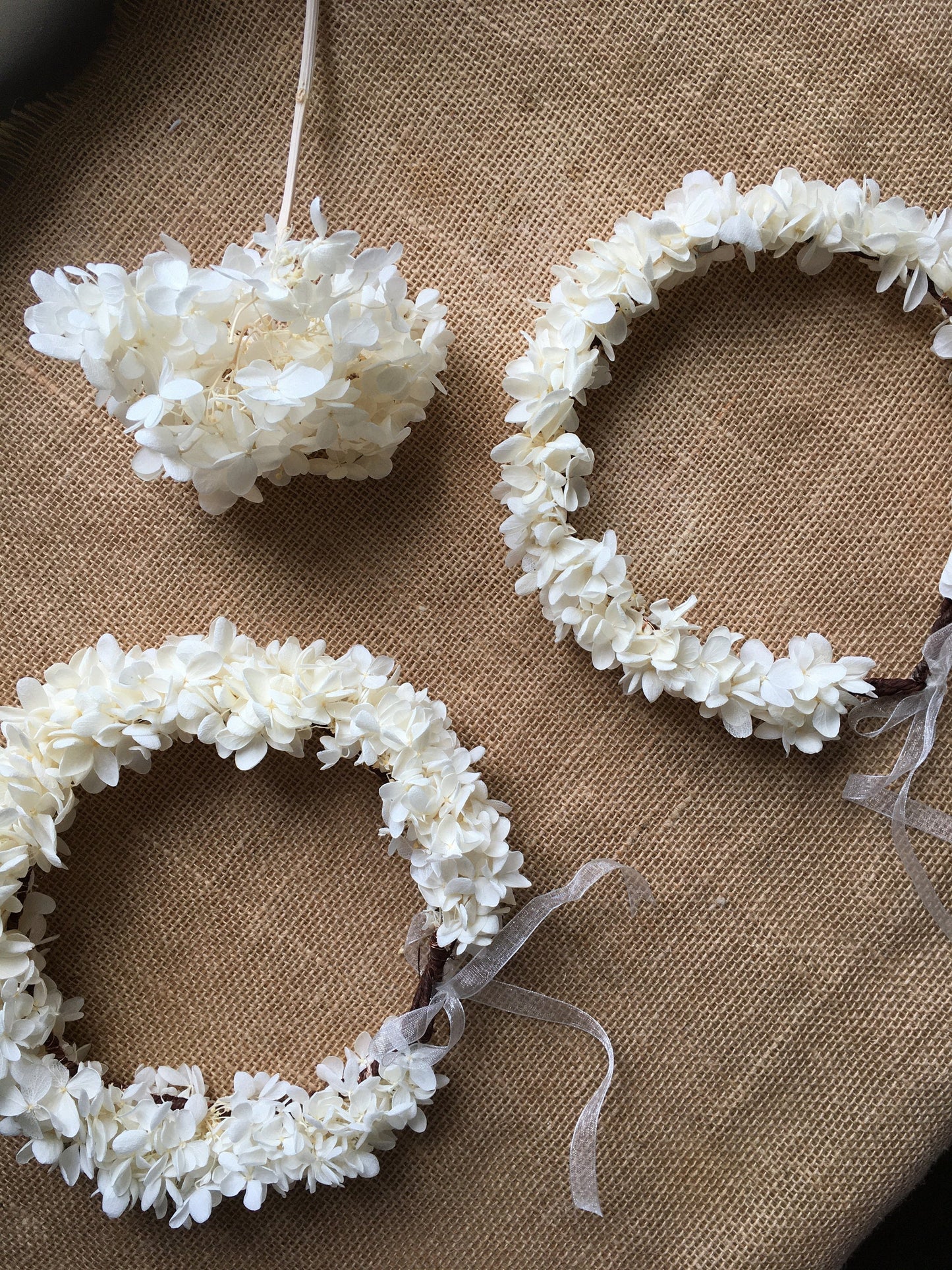 White Flower Crown Adult, Wedding Flower Girl Headband Wreath Dried Flower Tiara Hair Piece UK, Hydrangea Headband, Ivory Floral Headpiece