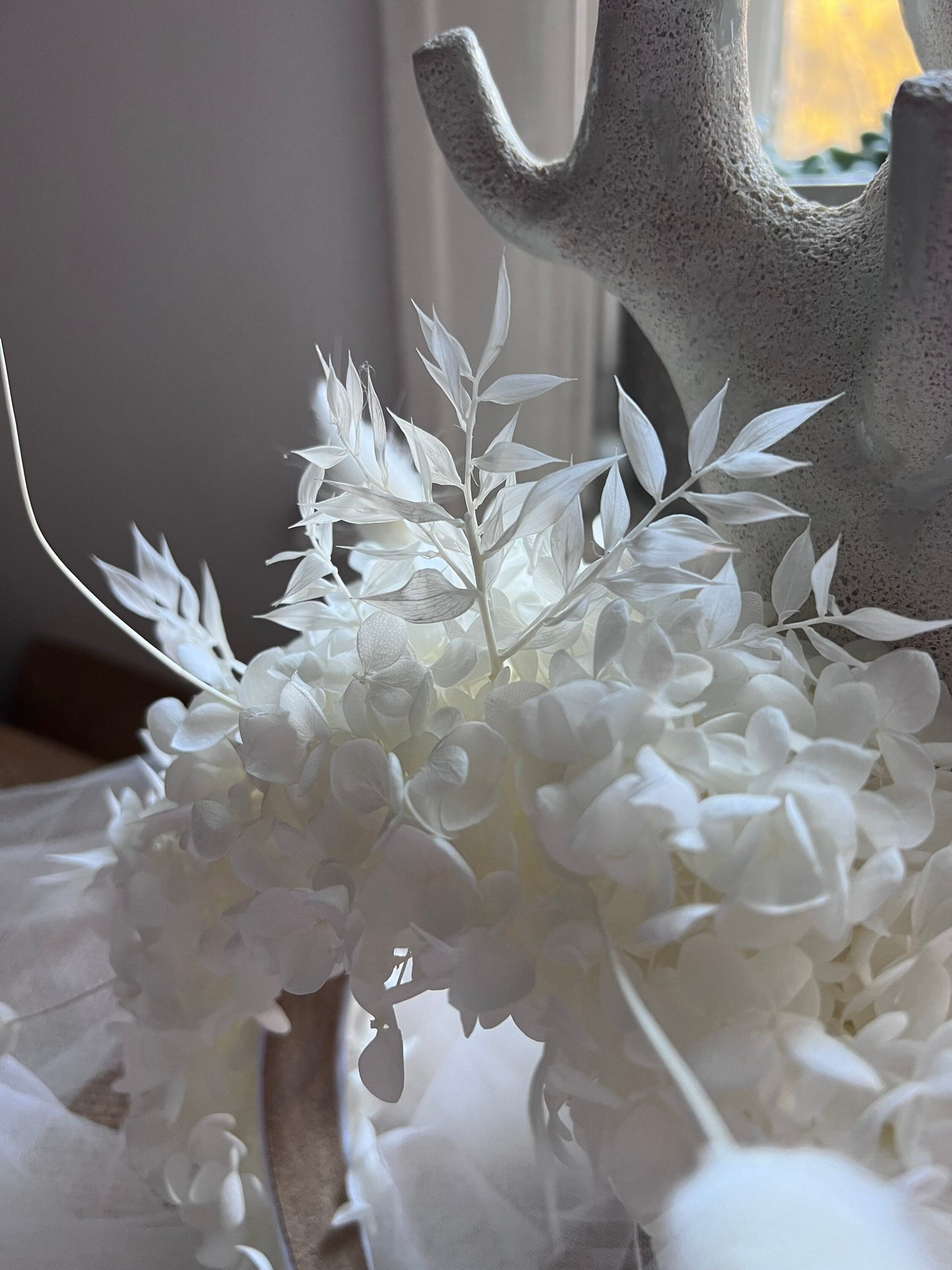 Boho Bridal Statement Headpiece White, Wild Looking Flower Tiara Headband, Large Floral Crown Unique Design