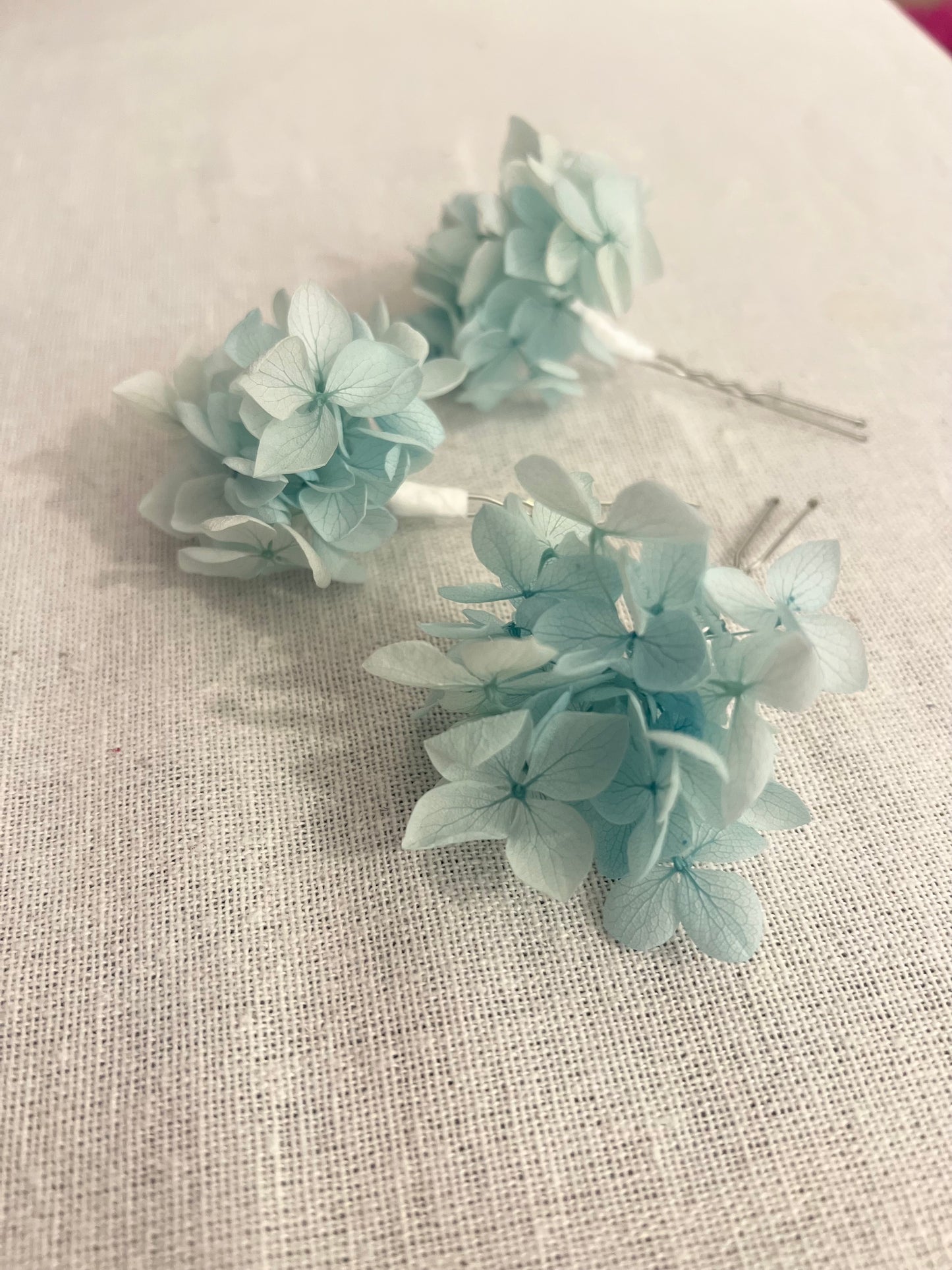 Aqua Blue Hydrangea Hair Pins for Wedding, Bridal Hair Accessories for Beach wedding, Set of 3