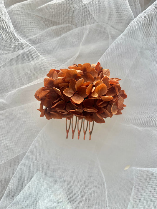 Burnt Orange / Terracotta Floral Hair Comb