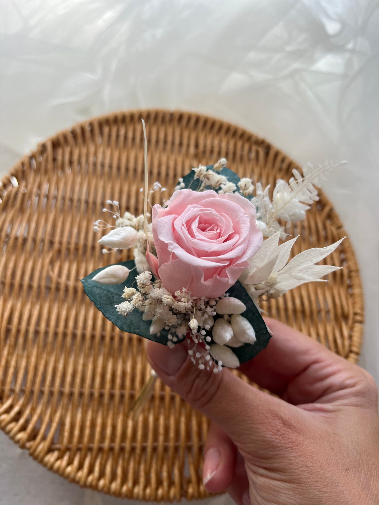 Pink Rose and Eucalyptus Boutonniere, Pink Wedding Corsage Flowers