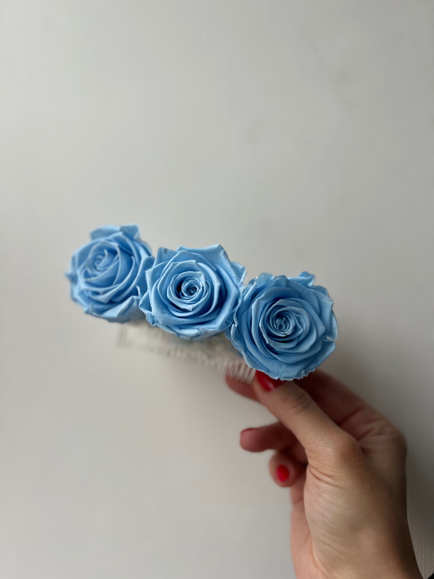 Light Blue Rose Hair Piece, Blue and White Wedding Floral Hair Comb, Dusky Blue Bridal Hair Accessories, Large Statement Rose Headpiece