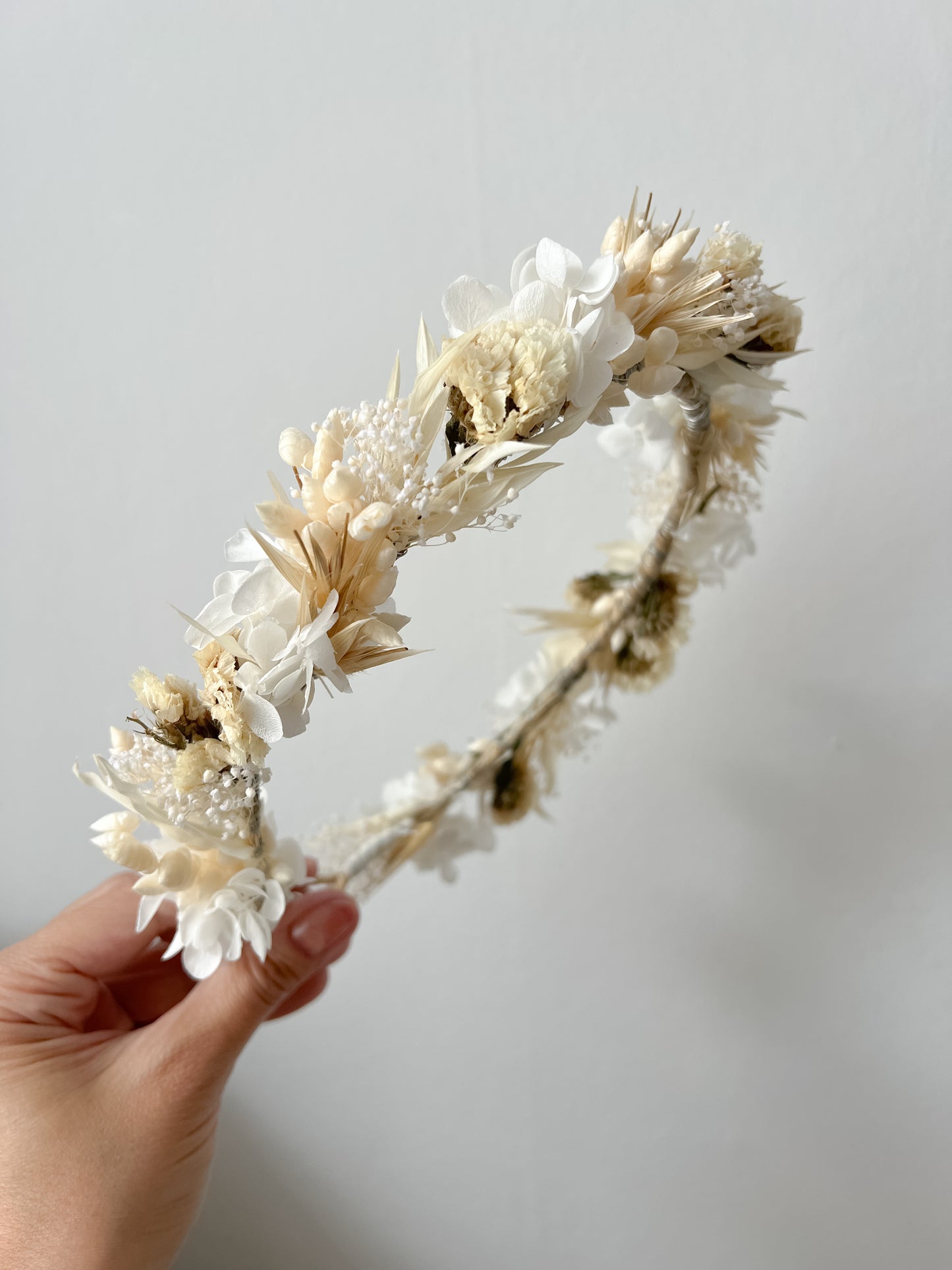 Boho Wedding Dried Flower Crown, Wild Meadow Floral Headpiece Adult for Brides, Bridal Hair Accessories with Corsage Flowers