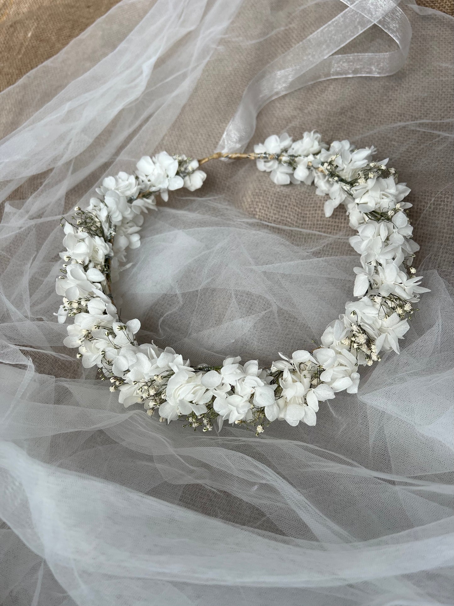 Babys Breath Hair Pins, White Hydrangea and Gypsophila Hair Accessories, Gypsophila Hair Crown, Dried Flower Hair Wreath for Brides