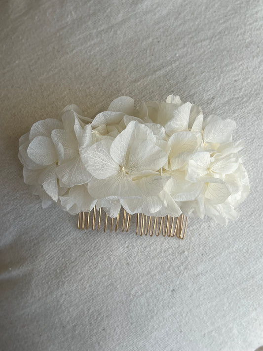 Boho Bridal Off White Ivory Dried Real Flower Hair Piece, Summer Wedding Romantic Bride Dry Flower Hair Comb, Floral Headpiece