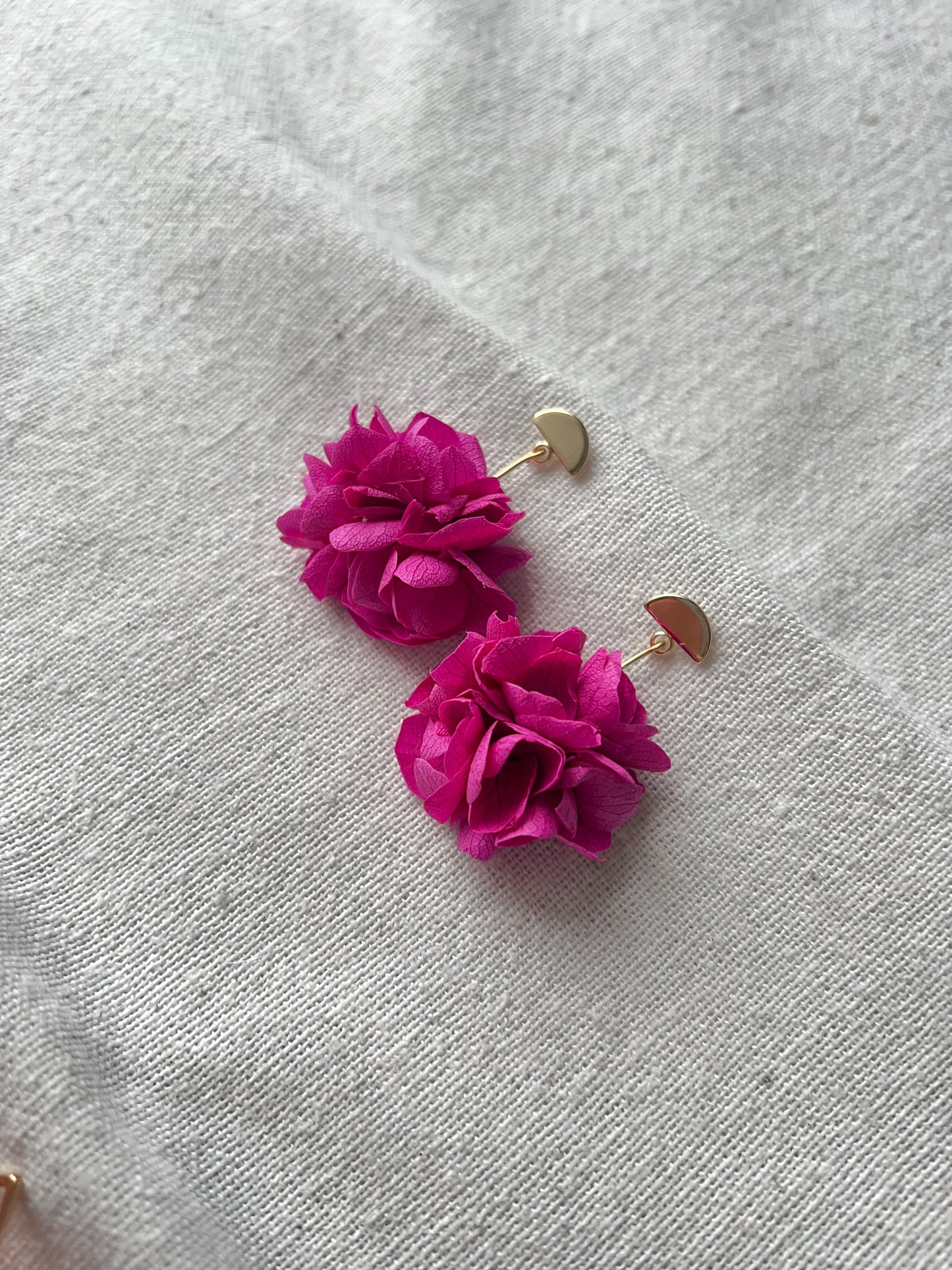 Fuchsia Pink Floral Earrings 14KGold Plated