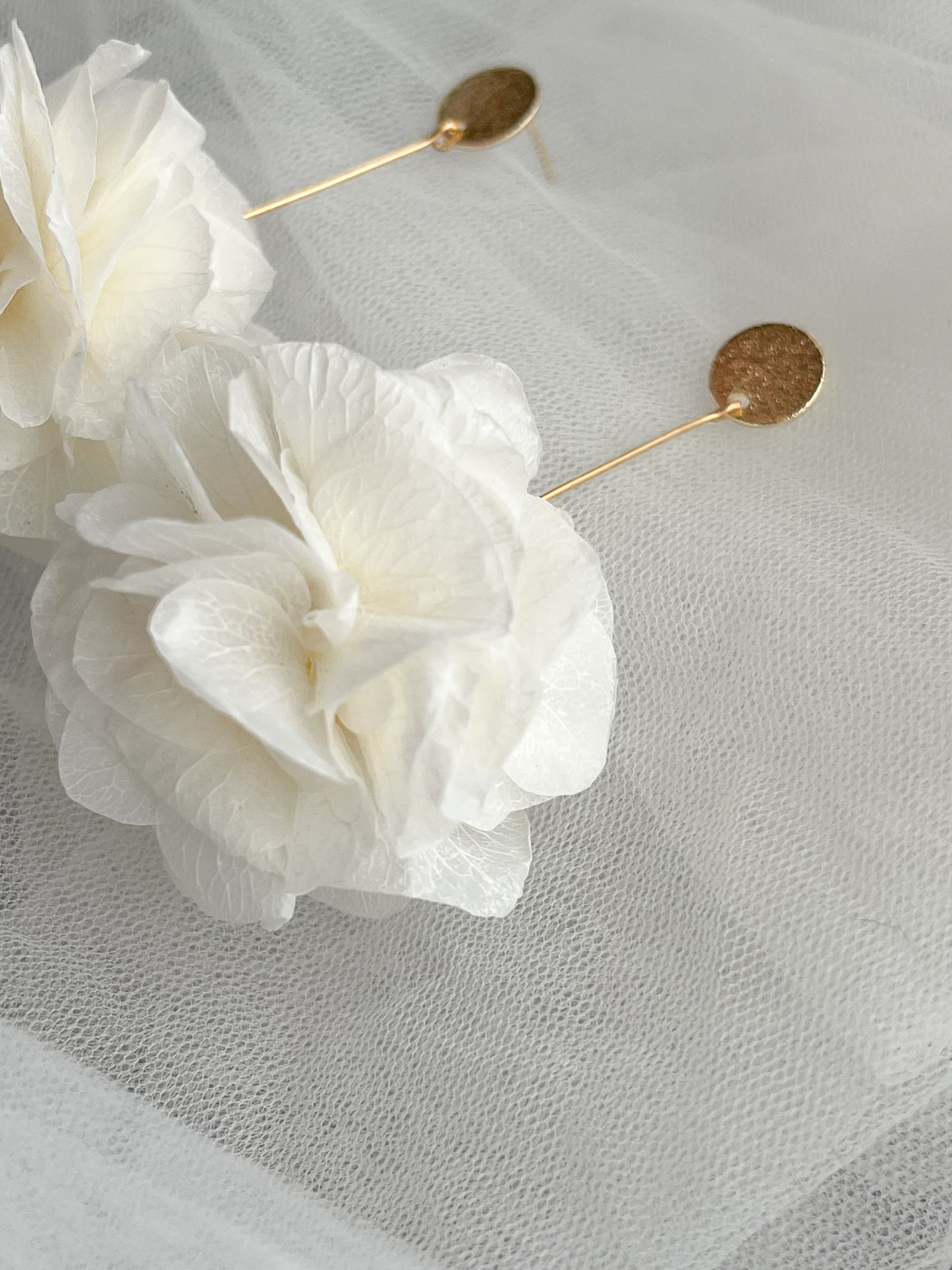 Ivory Floral earrings | Bridal Earrings Hydrangea Earrings | Gold Plated Jewellery