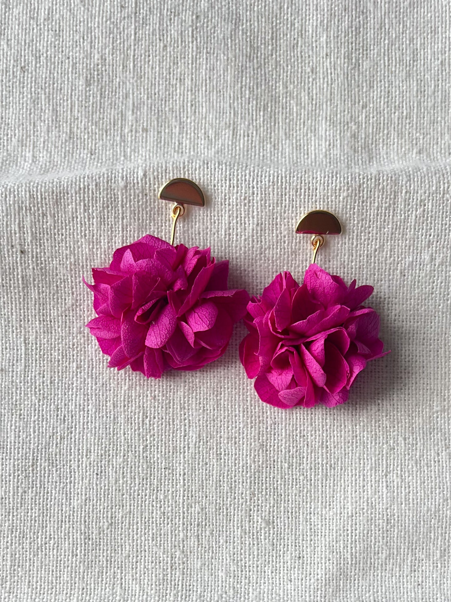 Fuchsia Pink Floral Earrings 14KGold Plated