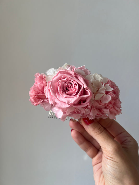 Hot Pink Rose Hair Comb