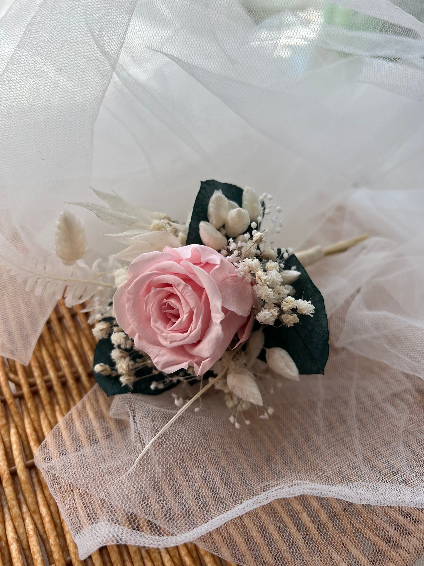 Pink Rose and Eucalyptus Boutonniere, Pink Wedding Corsage Flowers