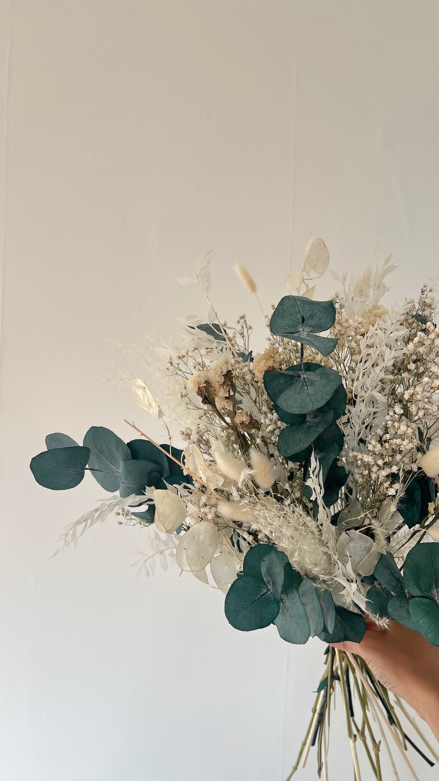 Bohemian Bridal Bouquet Dried Wildflowers, Gypsophilas and Eucalyptus