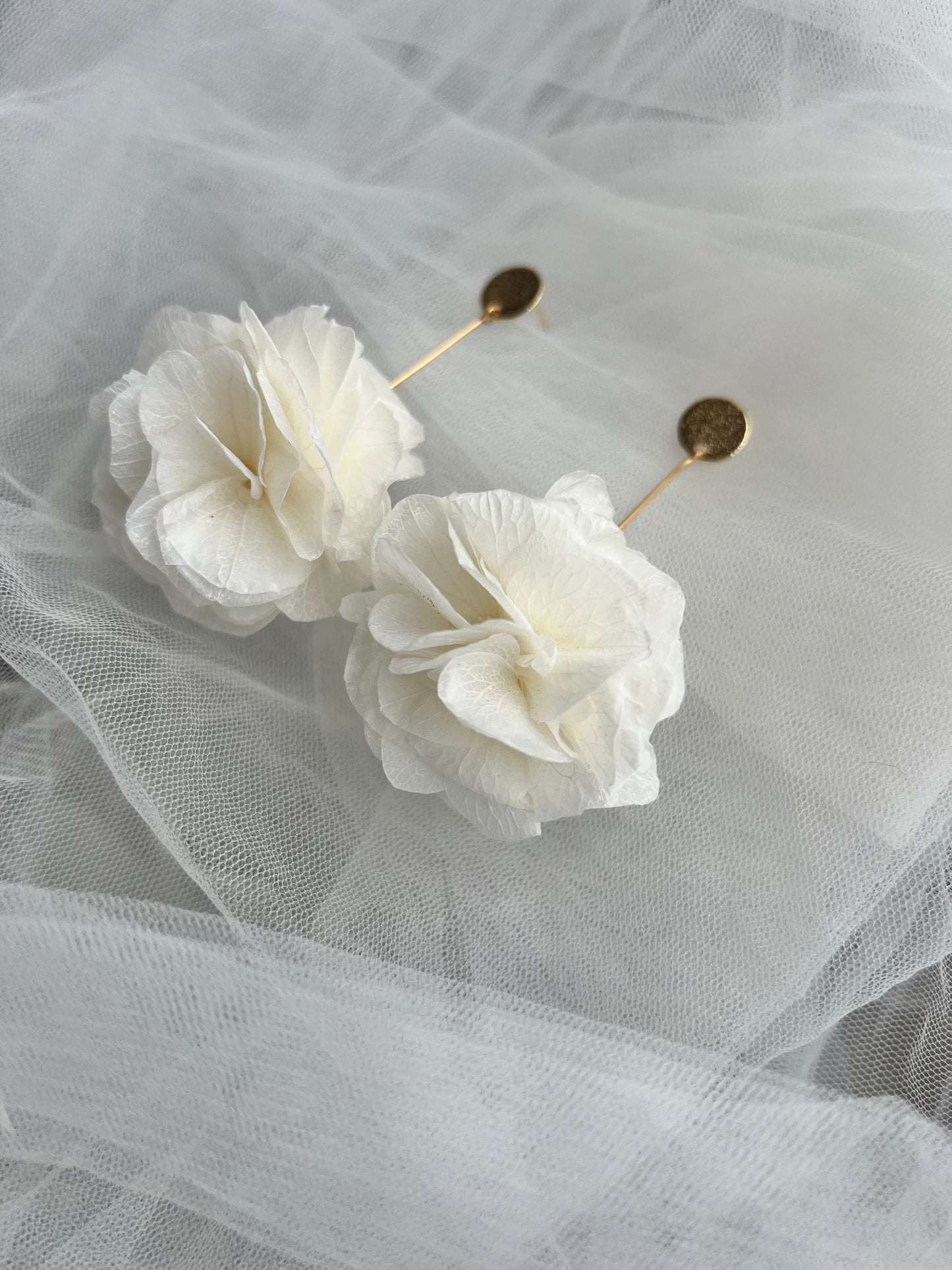 Ivory Floral earrings | Bridal Earrings Hydrangea Earrings | Gold Plated Jewellery