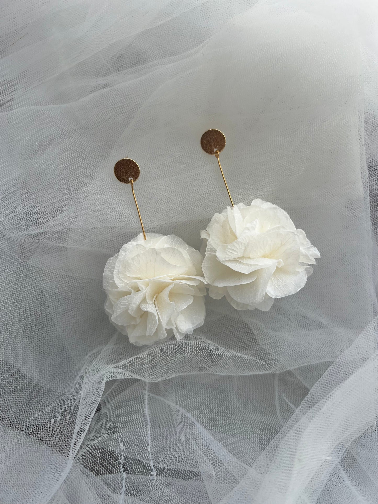 Ivory Floral earrings | Bridal Earrings Hydrangea Earrings | Gold Plated Jewellery