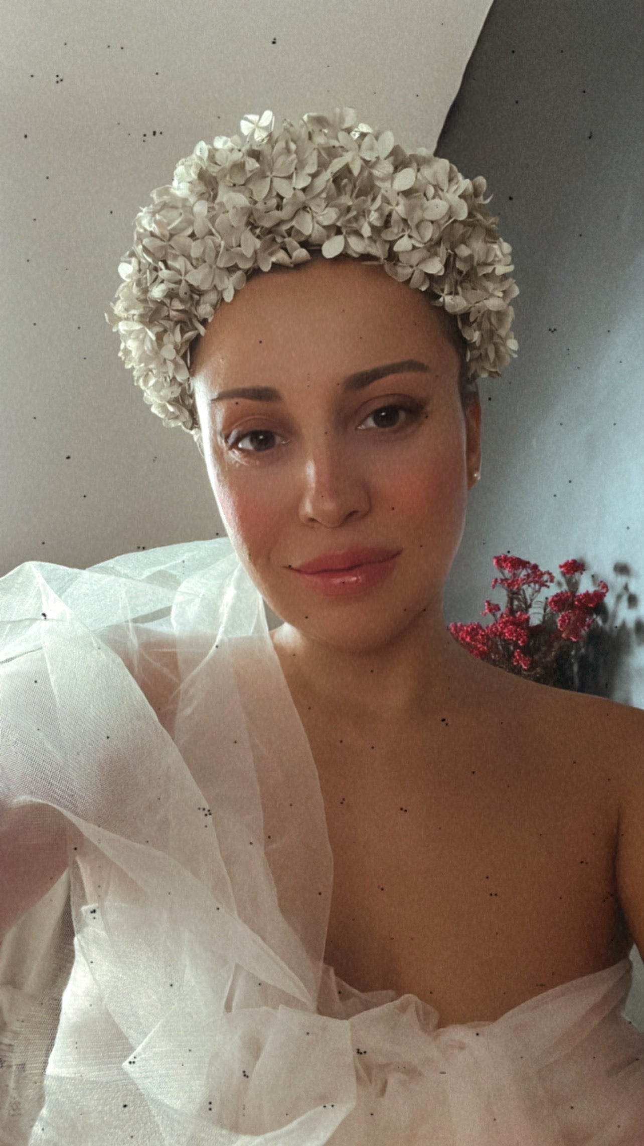 Winter Wonderland Inspired Wedding Crown, Frosty White and Silver Flower Crown for Brides, Hydrangea Tiara, Statement Headband for Wedding