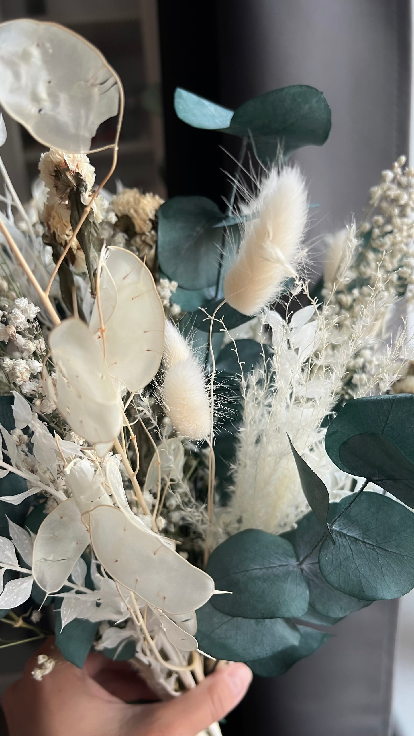 Bohemian Bridal Bouquet Dried Wildflowers, Gypsophilas and Eucalyptus
