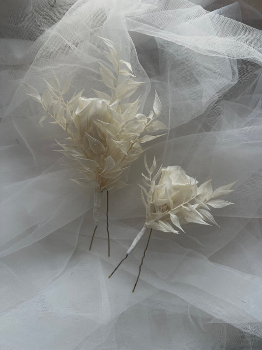 Ivory Rose Hair Pin Set of 2